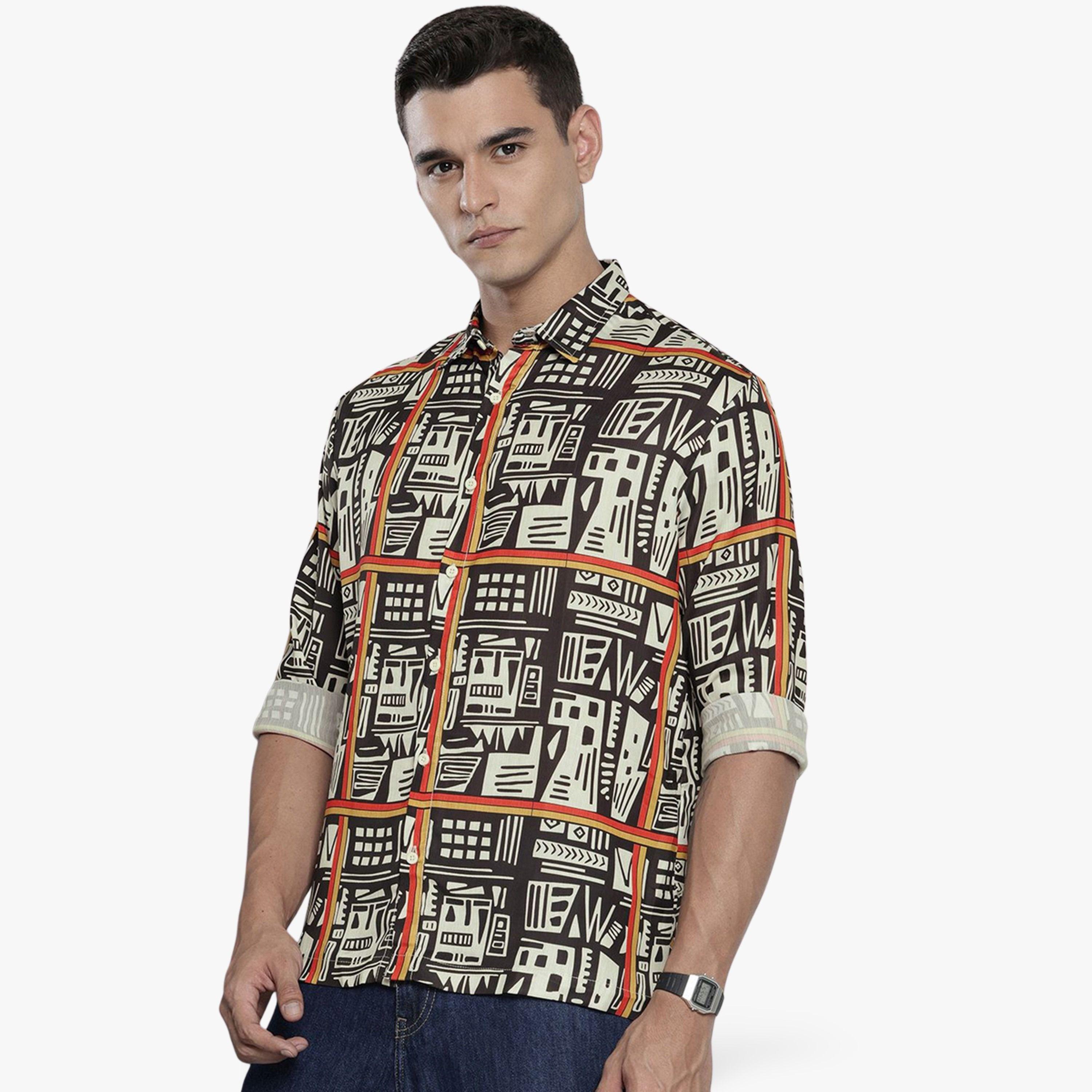 The Indian Garage Co X Styli Men Geometric Print Relaxed Fit Shirt-men-clothing-shirts-image-1