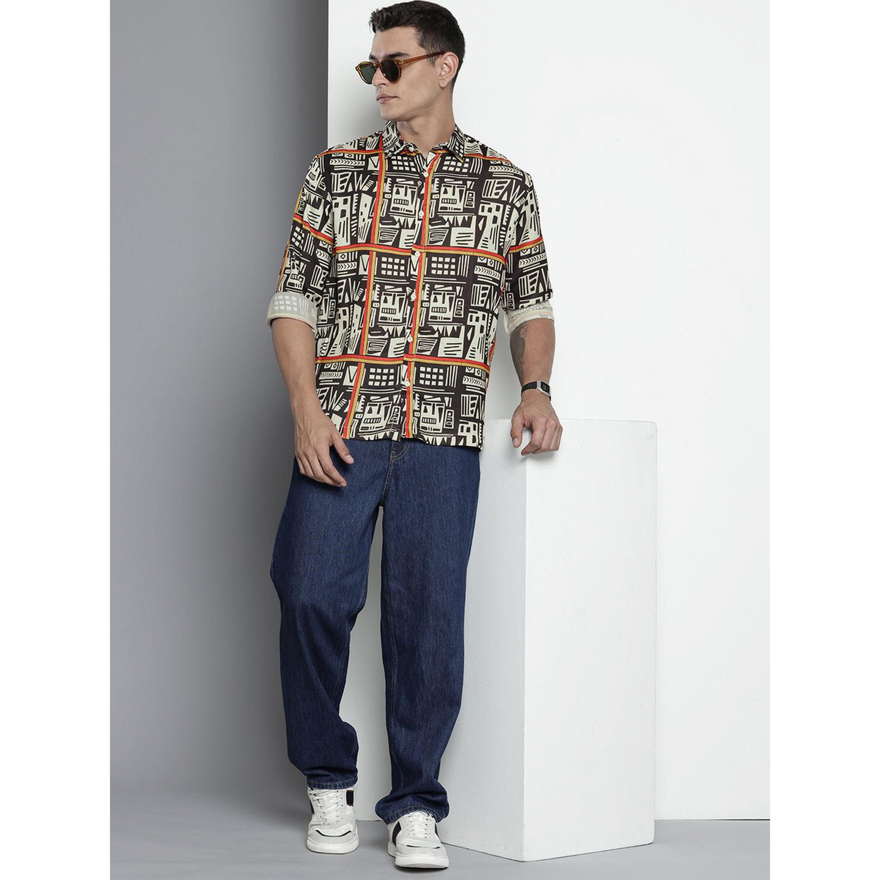 The Indian Garage Co X Styli Men Geometric Print Relaxed Fit Shirt-men-clothing-shirts-image-2