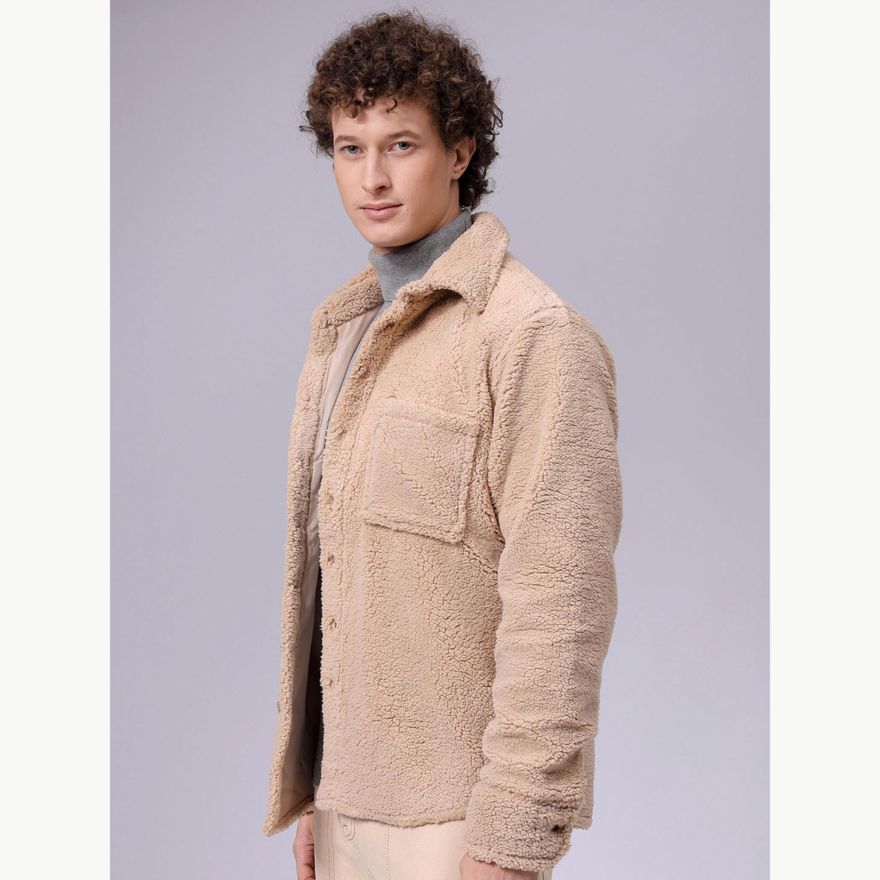 The Indian Garage Co X Styli Men Beige Sherpa Shirt Jacket-men-winterwear-jacketsandblazers-image-3