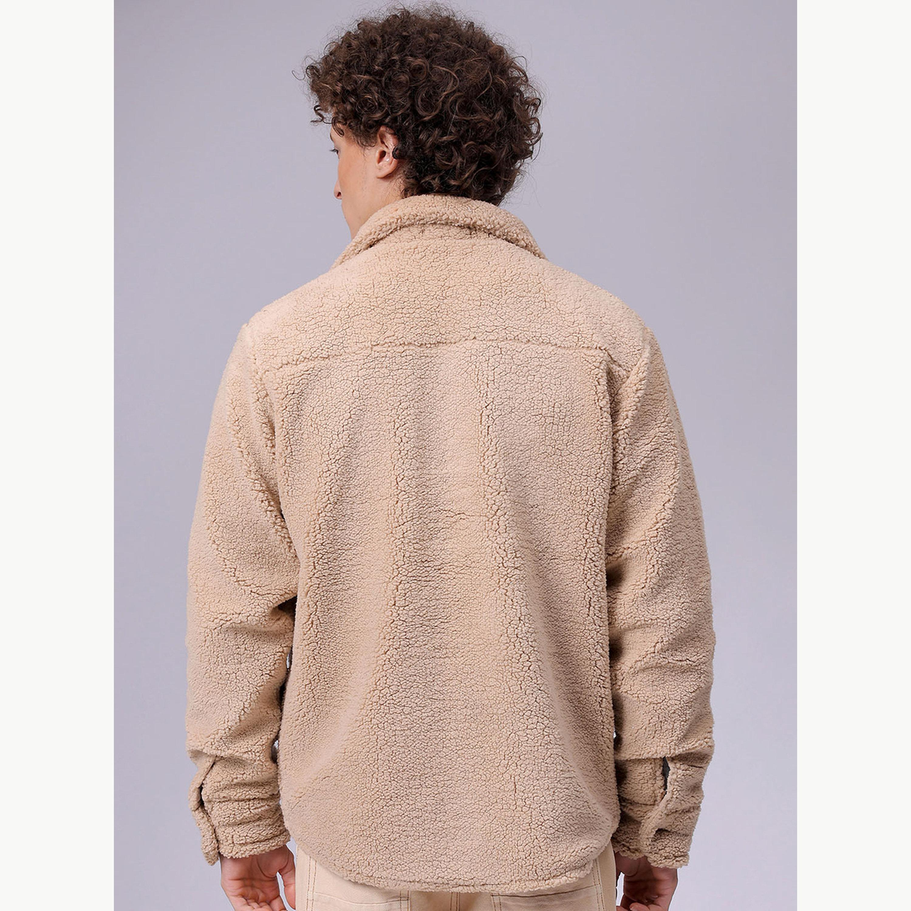 The Indian Garage Co X Styli Men Beige Sherpa Shirt Jacket-men-winterwear-jacketsandblazers-image-4