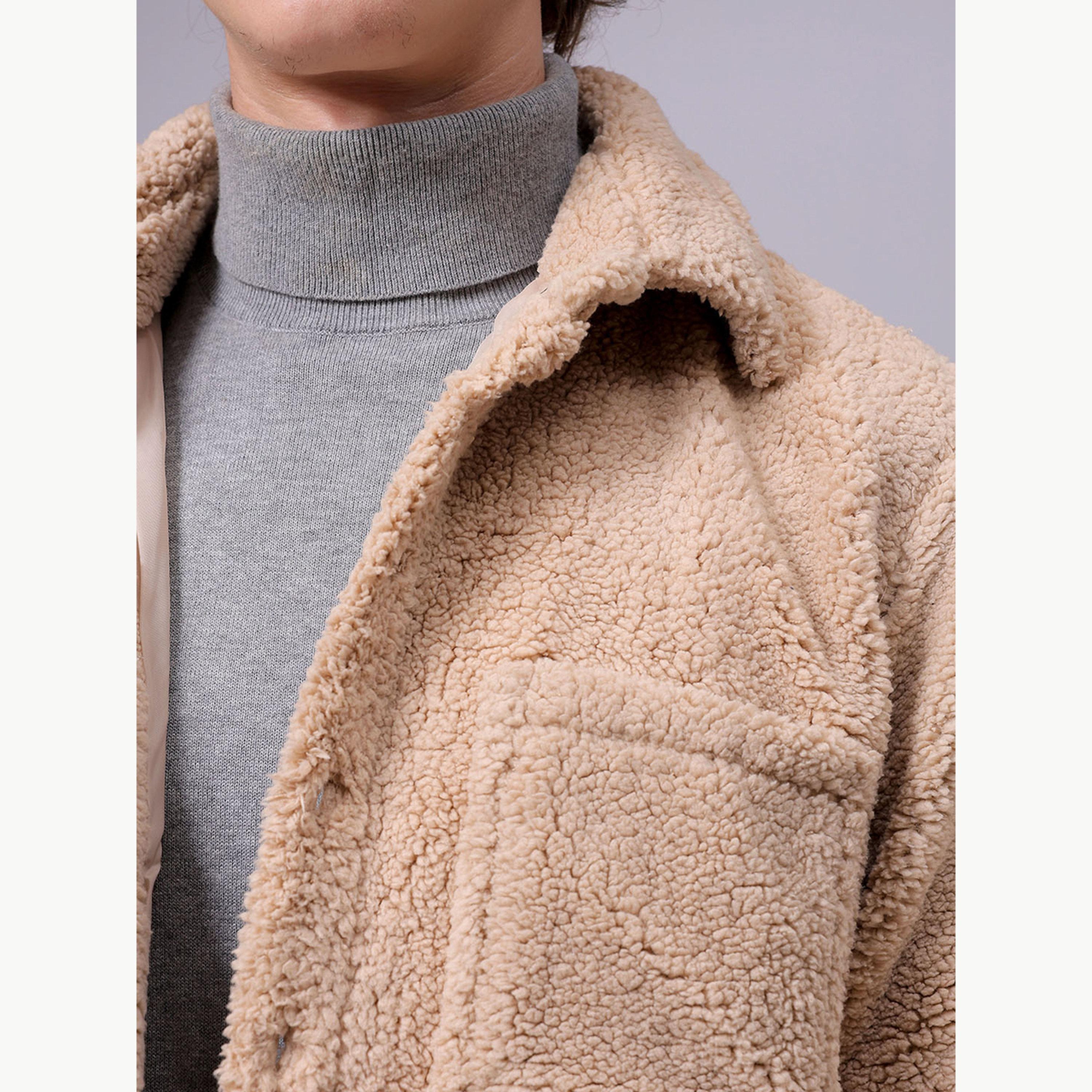 The Indian Garage Co X Styli Men Beige Sherpa Shirt Jacket-men-winterwear-jacketsandblazers-image-5