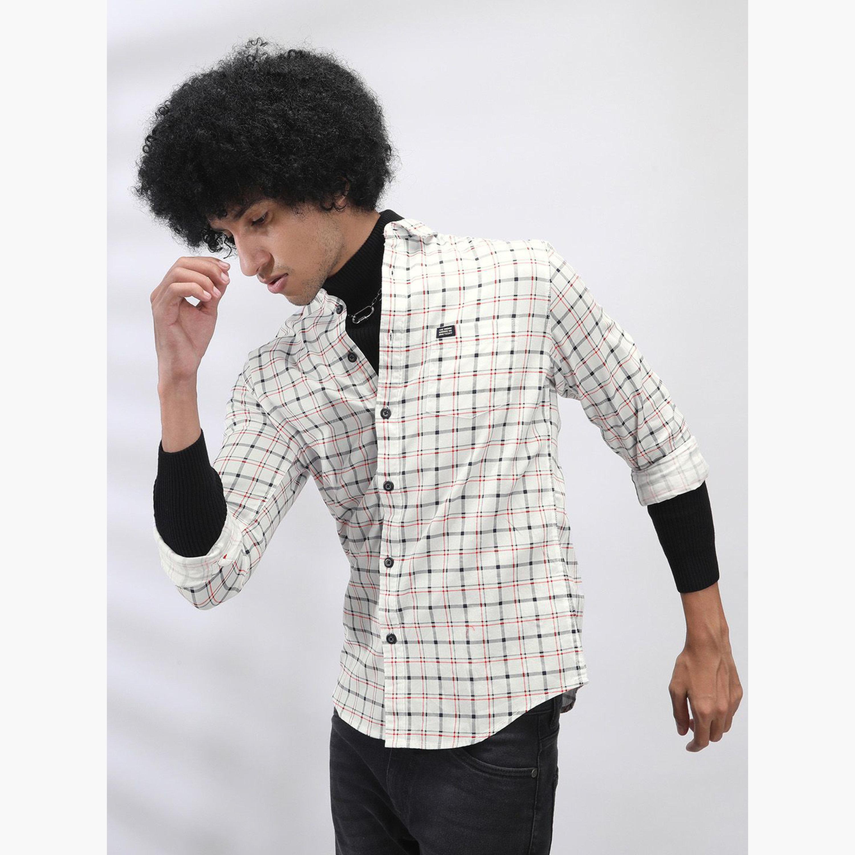 The Indian Garage Co X Styli Men White Checkered Slim Fit Shirt-men-clothing-shirts-image-3