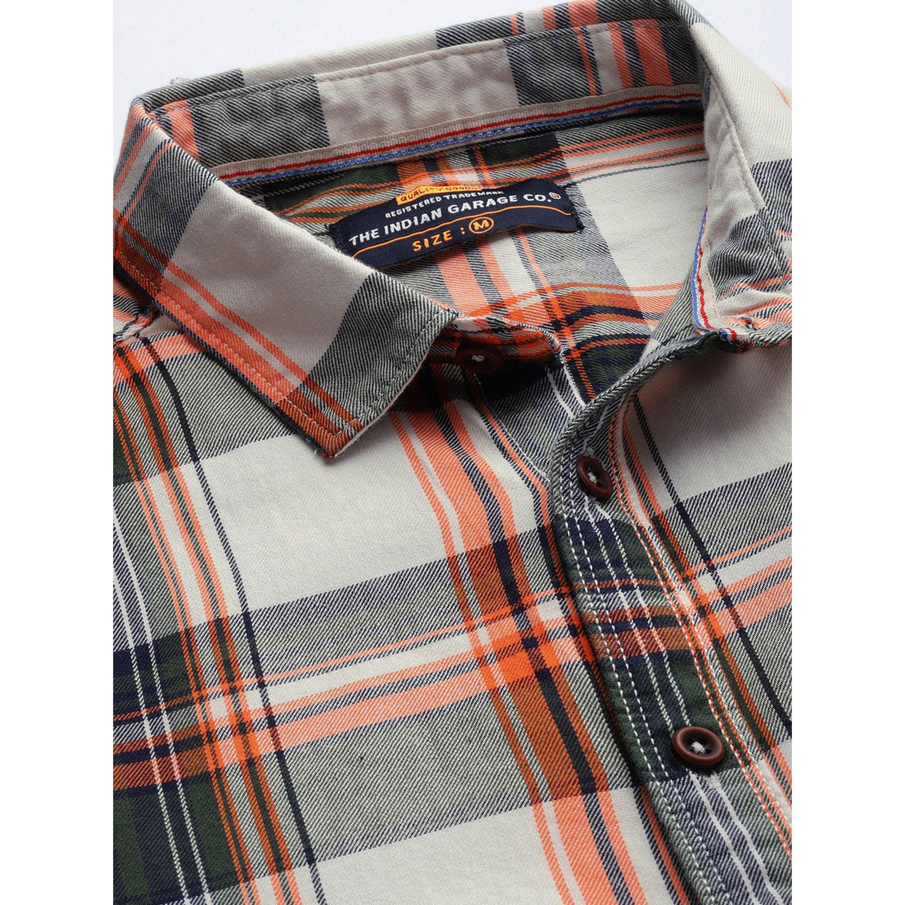 ذا انديان كراج كو × ستايلي - قميص رجالي تصميم نحيف منقوش لون كريمي-men-clothing-shirts-image-5