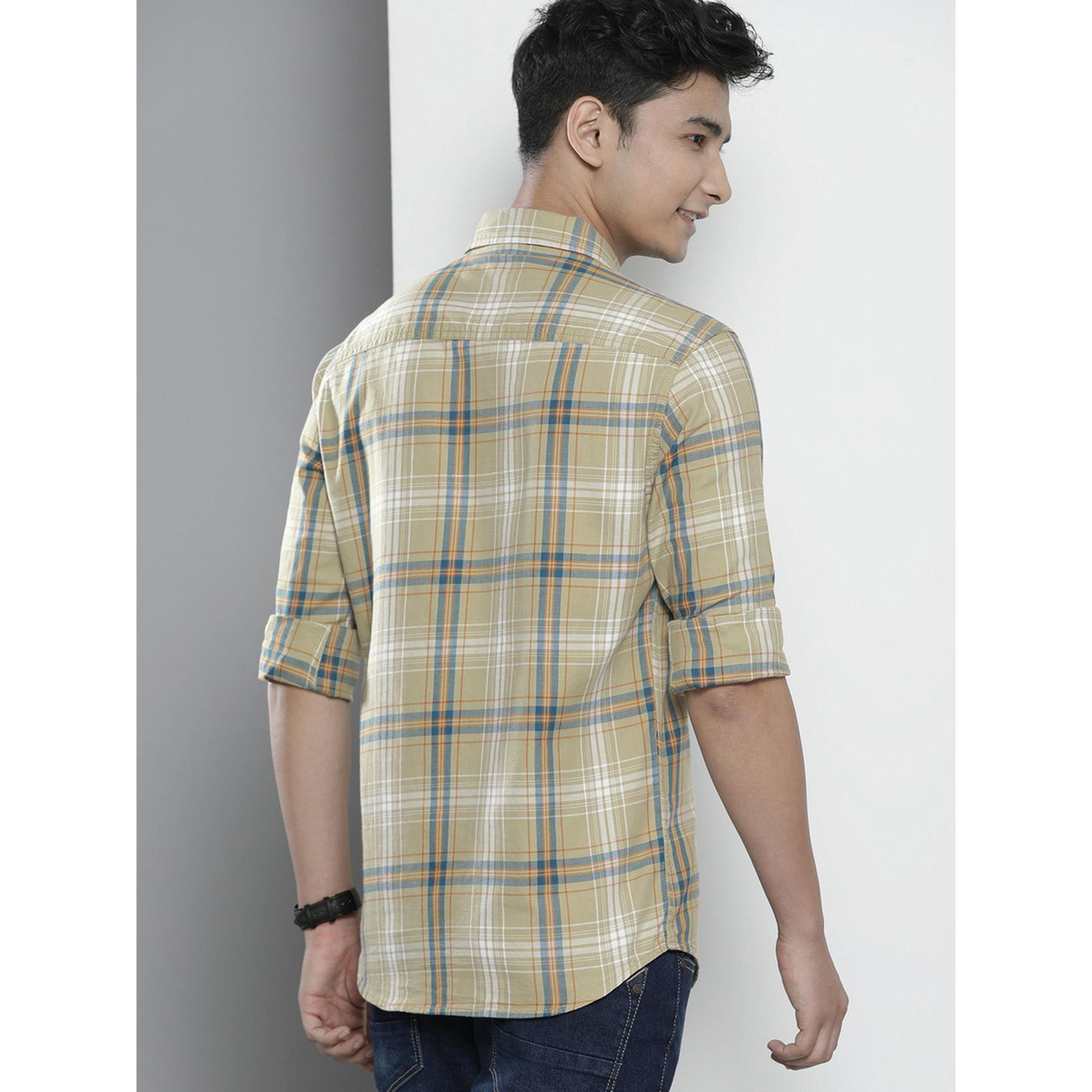 ذا انديان كراج كو × ستايلي - قميص رجالي تصميم نحيف منقوش لون أخضر-men-clothing-shirts-image-4