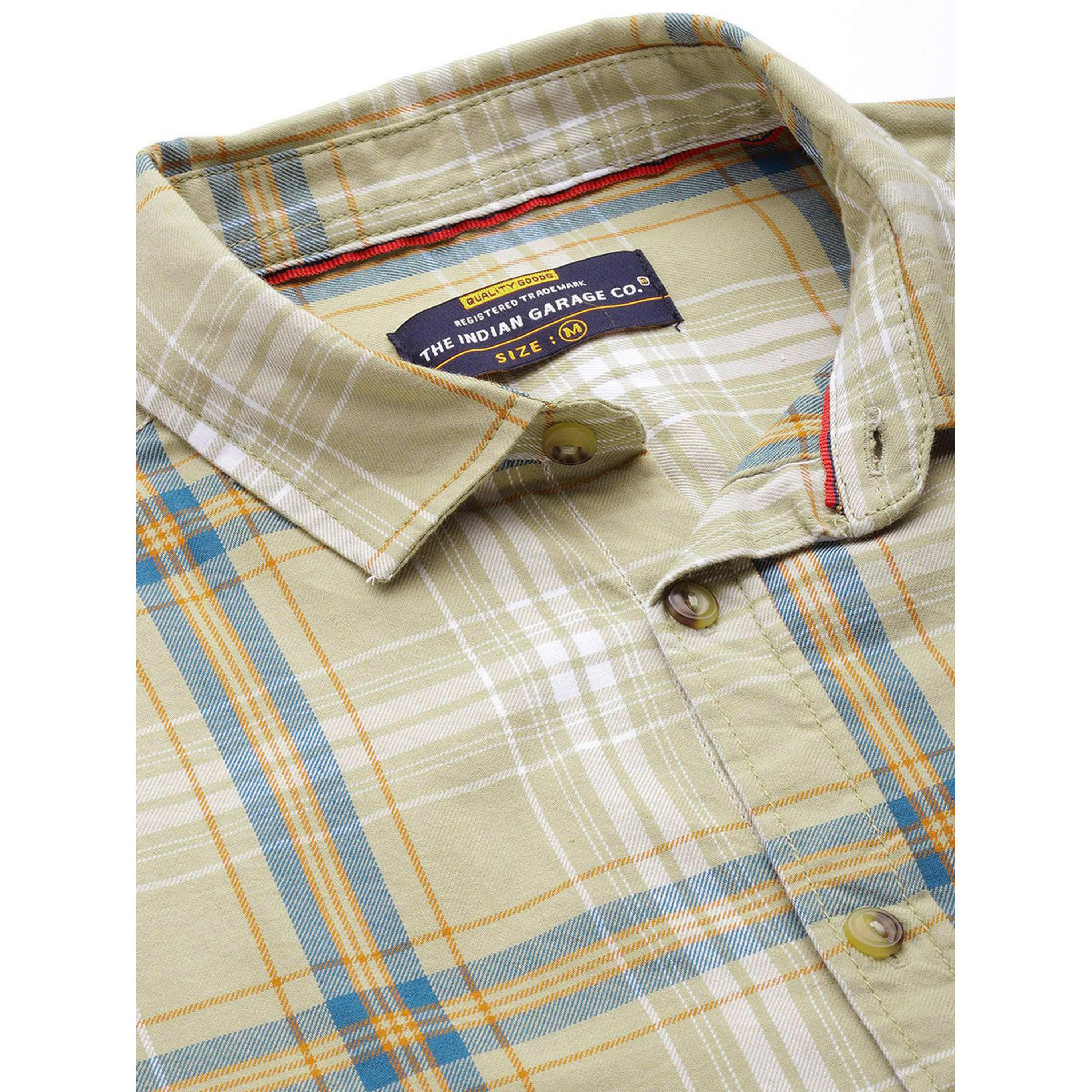 ذا انديان كراج كو × ستايلي - قميص رجالي تصميم نحيف منقوش لون أخضر-men-clothing-shirts-image-5