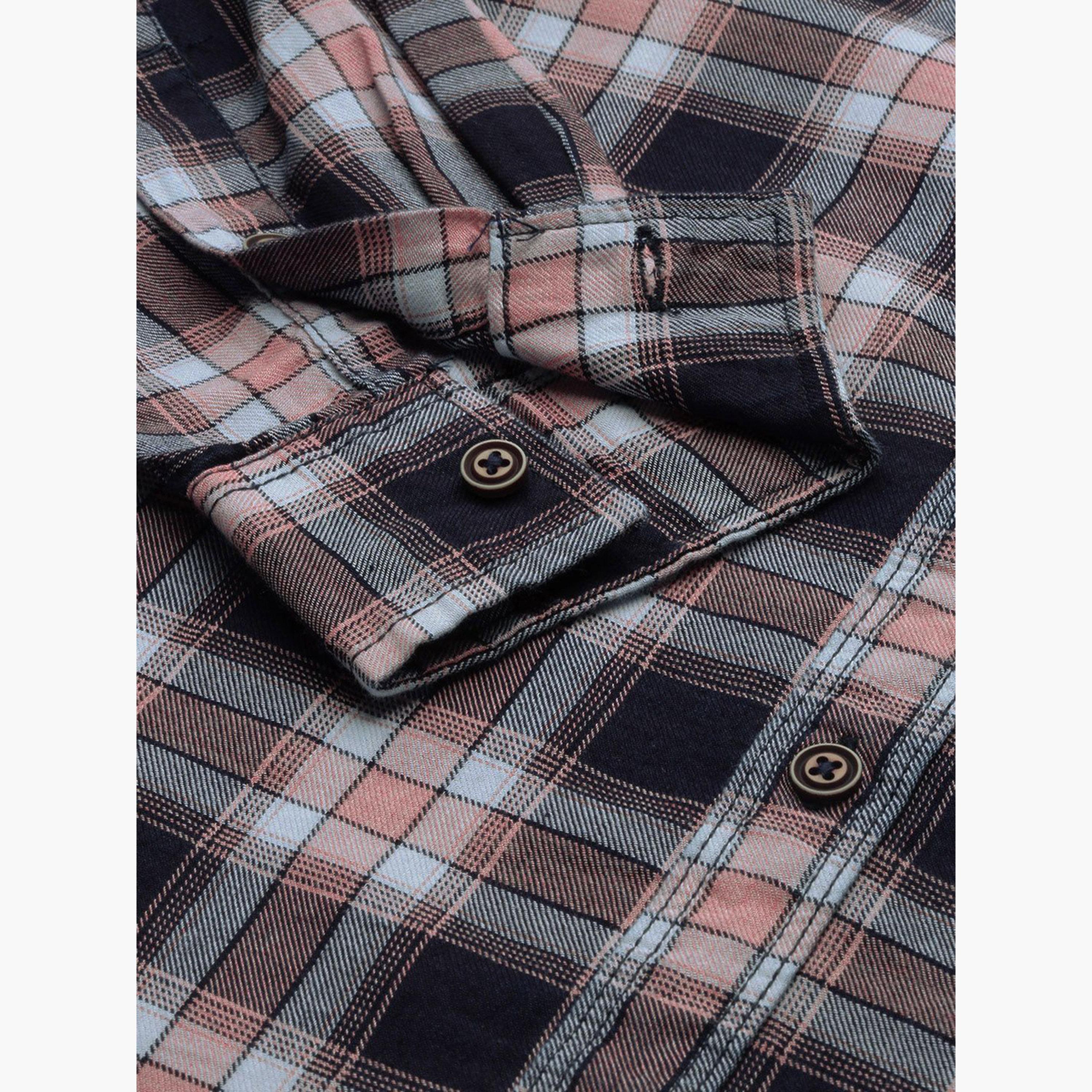 The Indian Garage Co X Styli Men Navy Blue Checkered Shirt-men-clothing-shirts-image-3