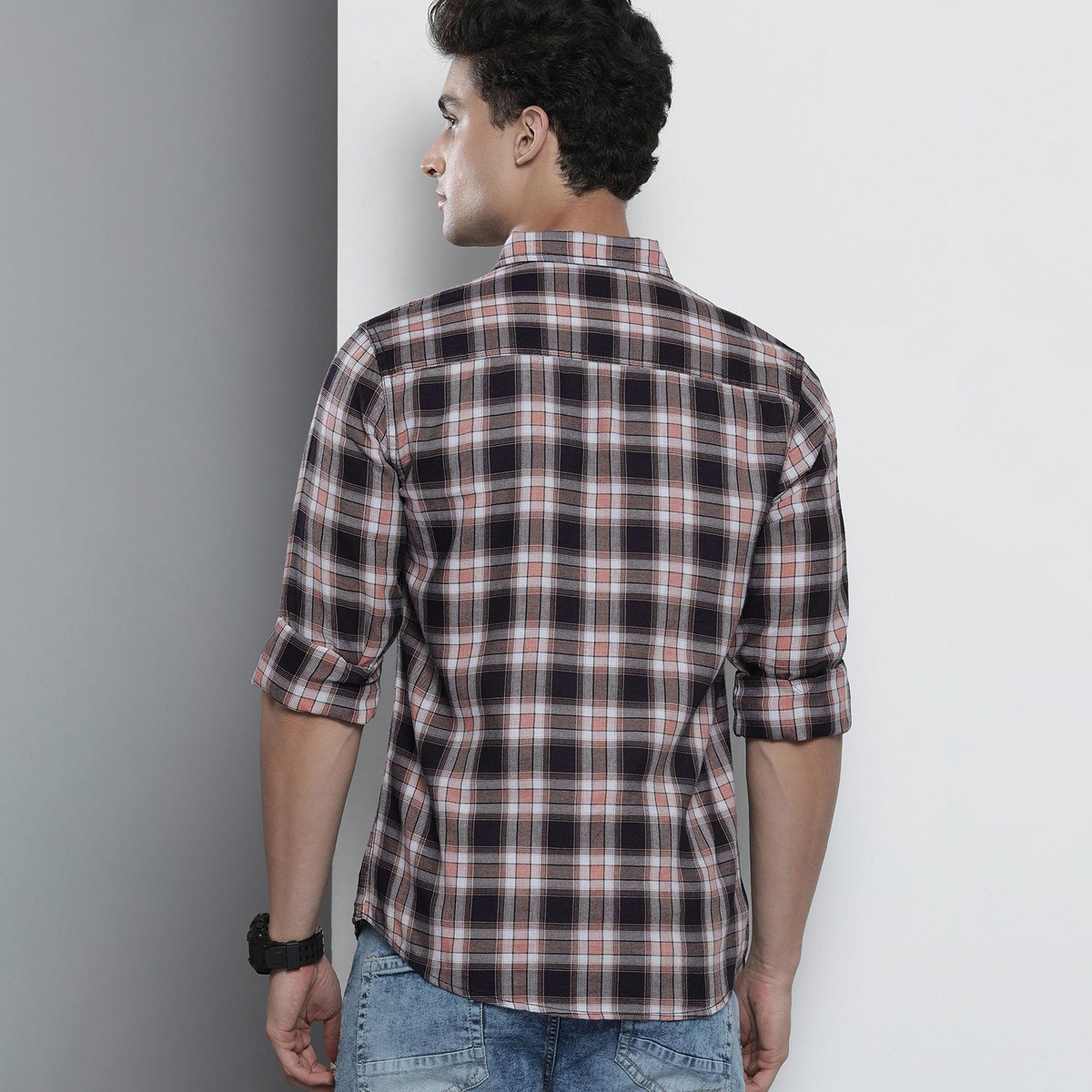 The Indian Garage Co X Styli Men Navy Blue Checkered Shirt-men-clothing-shirts-image-4