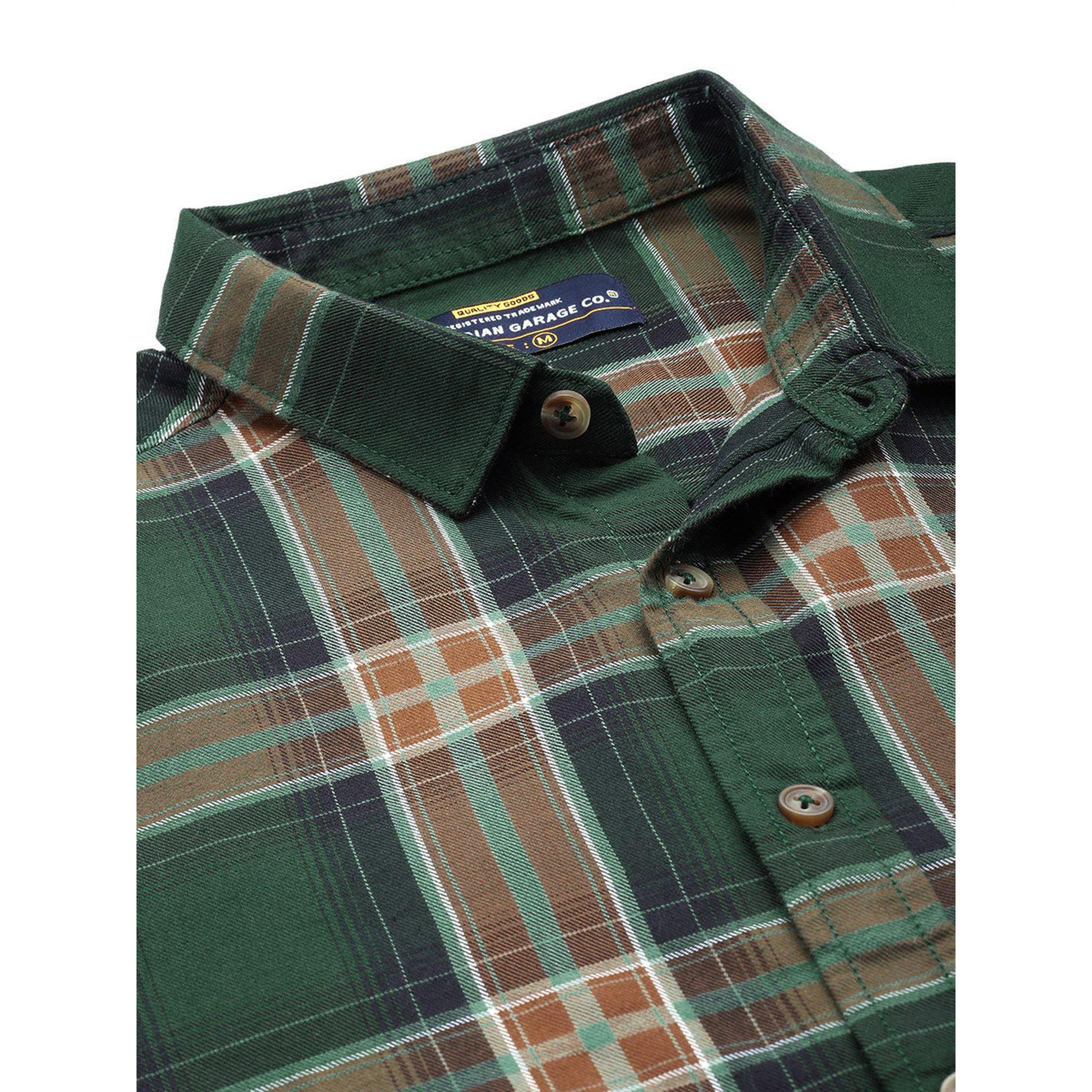 ذا انديان كراج كو × ستايلي - قميص رجالي تصميم عادي منقوش لون أخضر-men-clothing-shirts-image-5