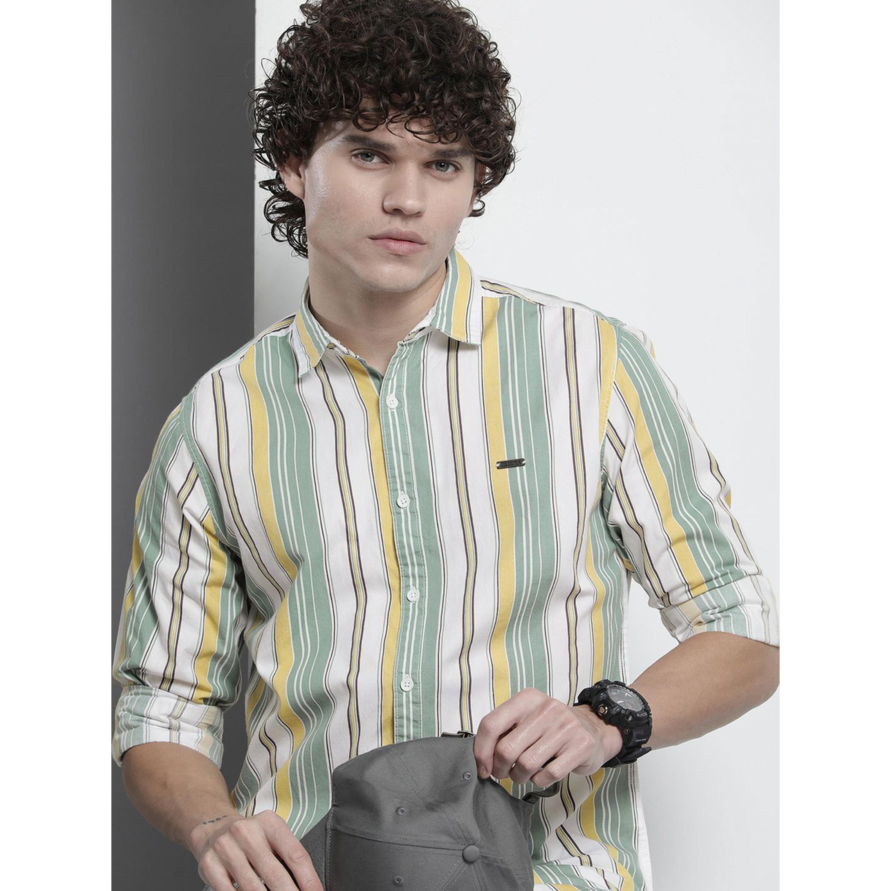 ذا انديان كراج كو × ستايلي - قميص رجالي مخطط لون اأخضر-men-clothing-shirts-image-2