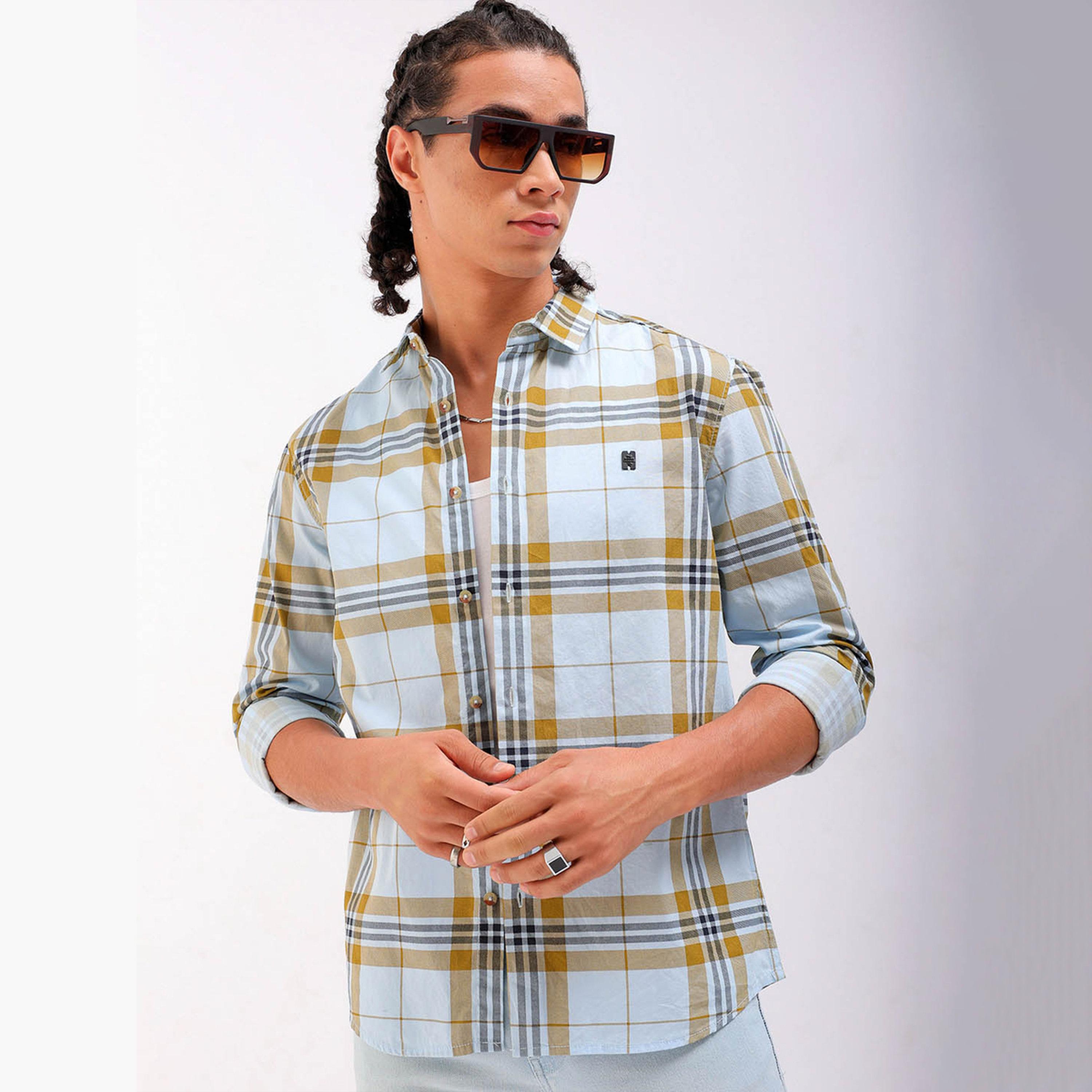 The Indian Garage Co X Styli Men Light Blue Checked Shirt-men-clothing-shirts-image-1