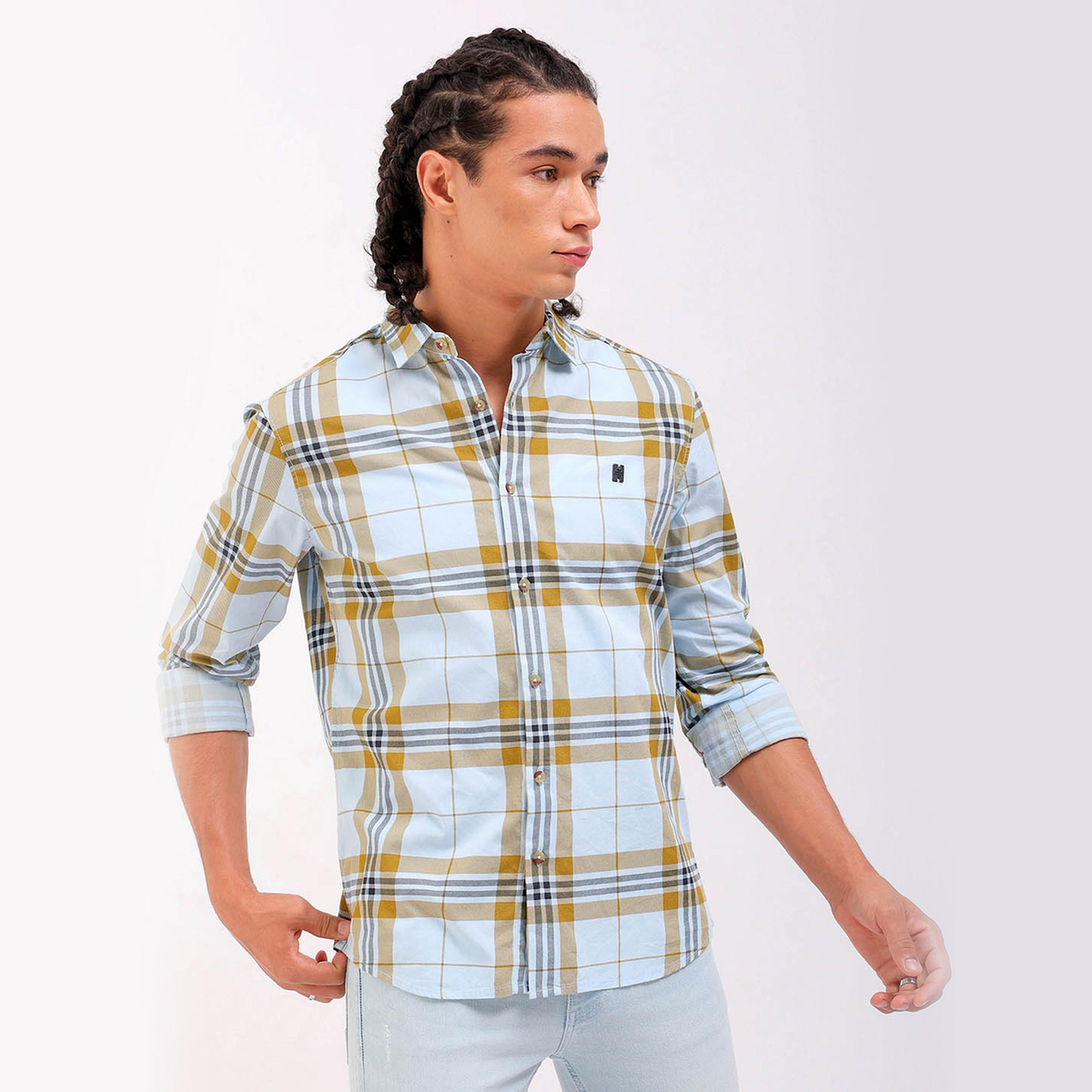 The Indian Garage Co X Styli Men Light Blue Checked Shirt-men-clothing-shirts-image-3