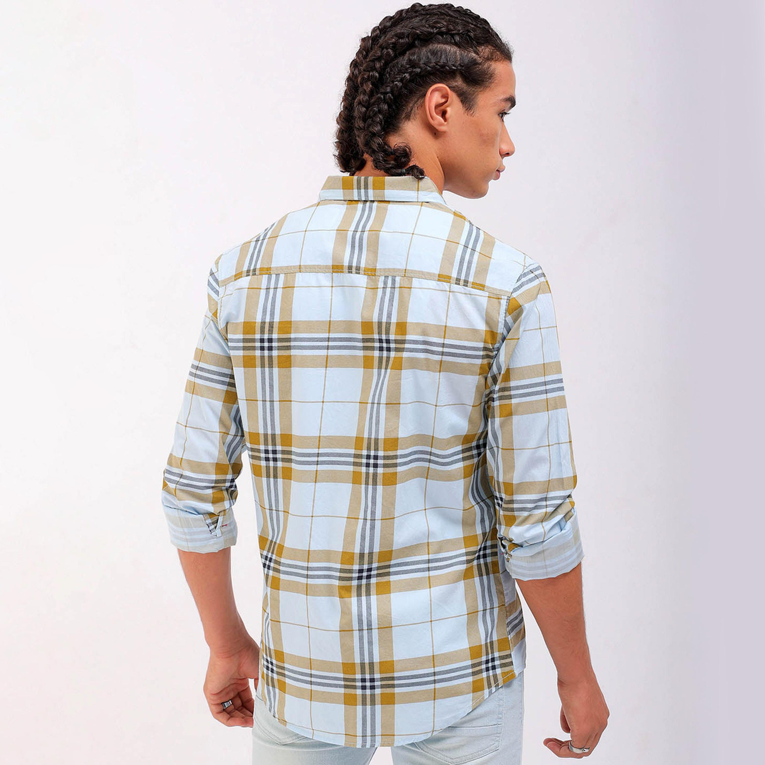 ذا انديان كراج كو × ستايلي - قميص رجالي منقوش لون أزرق فاتح-men-clothing-shirts-image-4