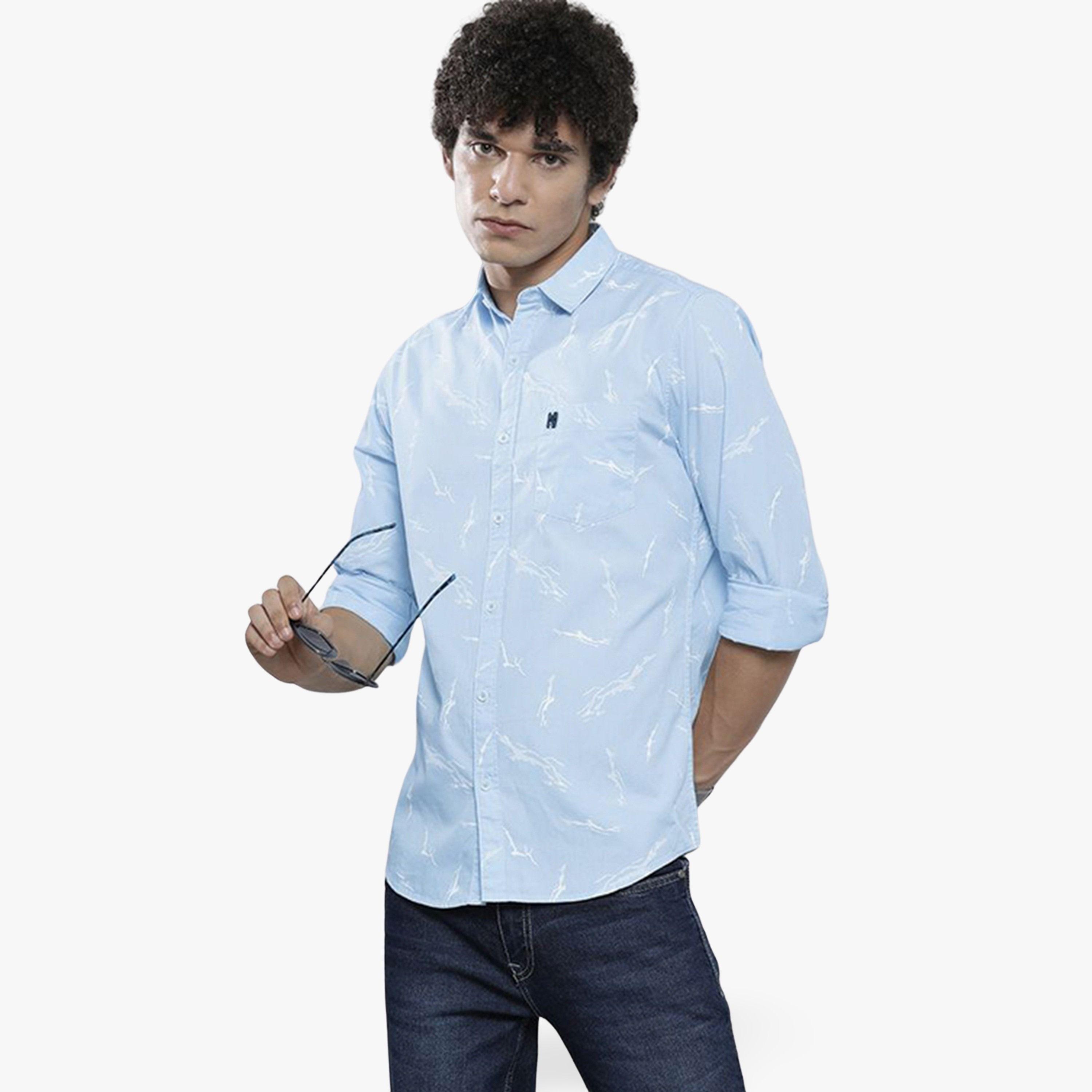 The Indian Garage Co X Styli Men Sky Blue Abstract Print Shirt-men-clothing-shirts-image-1