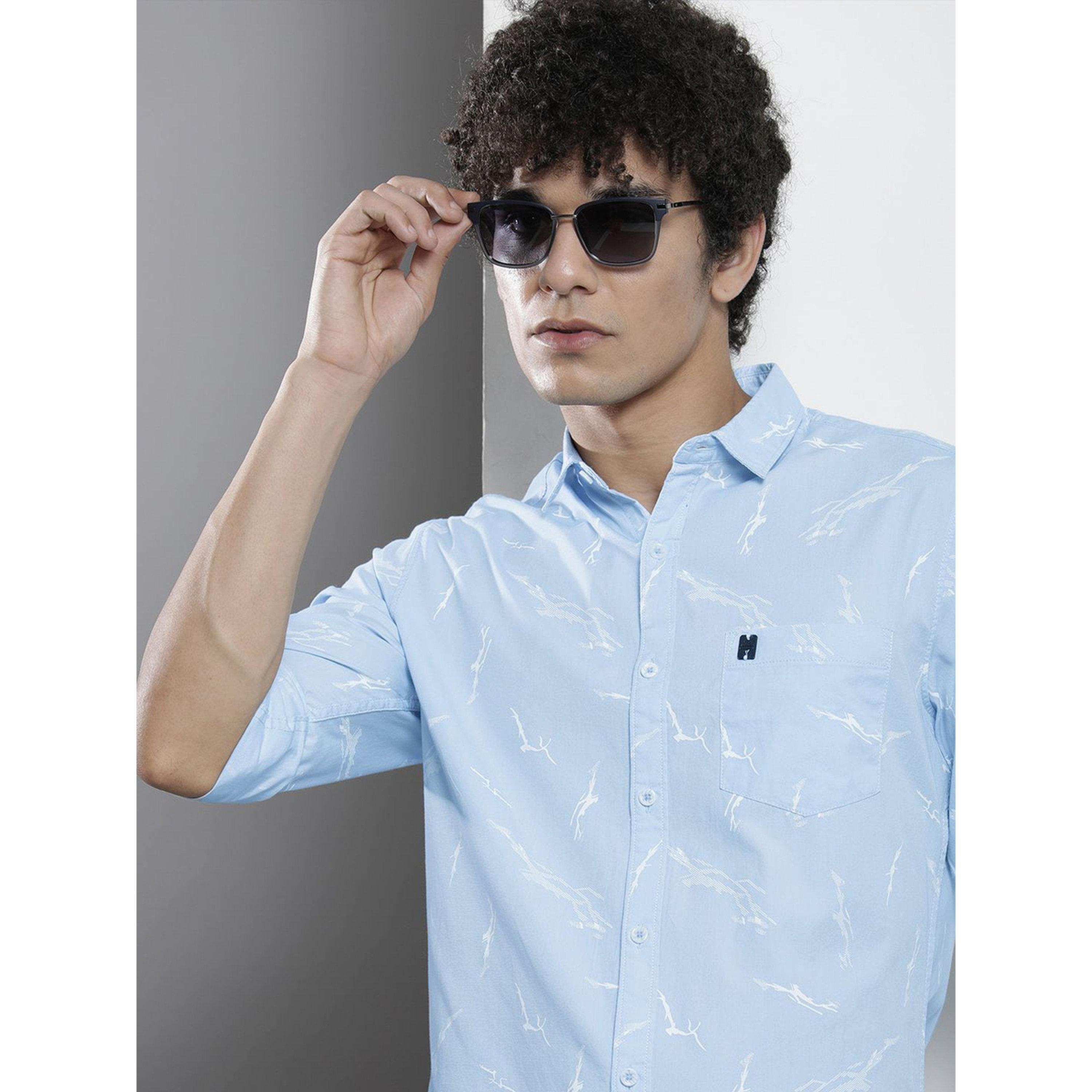 ذا انديان كراج كو × ستايلي - قميص رجالي أزرق سماوي برسومات واضحة-men-clothing-shirts-image-2
