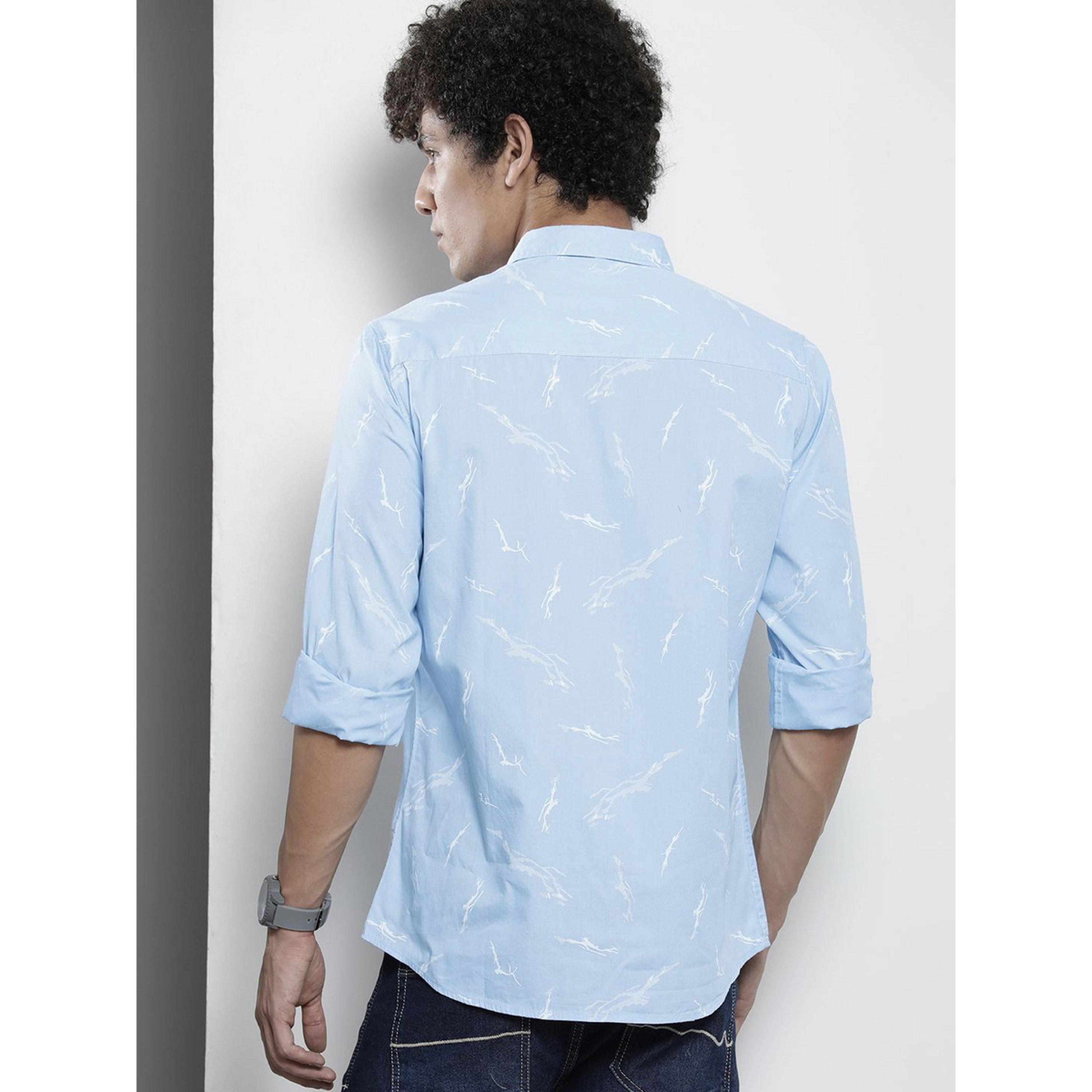 ذا انديان كراج كو × ستايلي - قميص رجالي أزرق سماوي برسومات واضحة-men-clothing-shirts-image-4