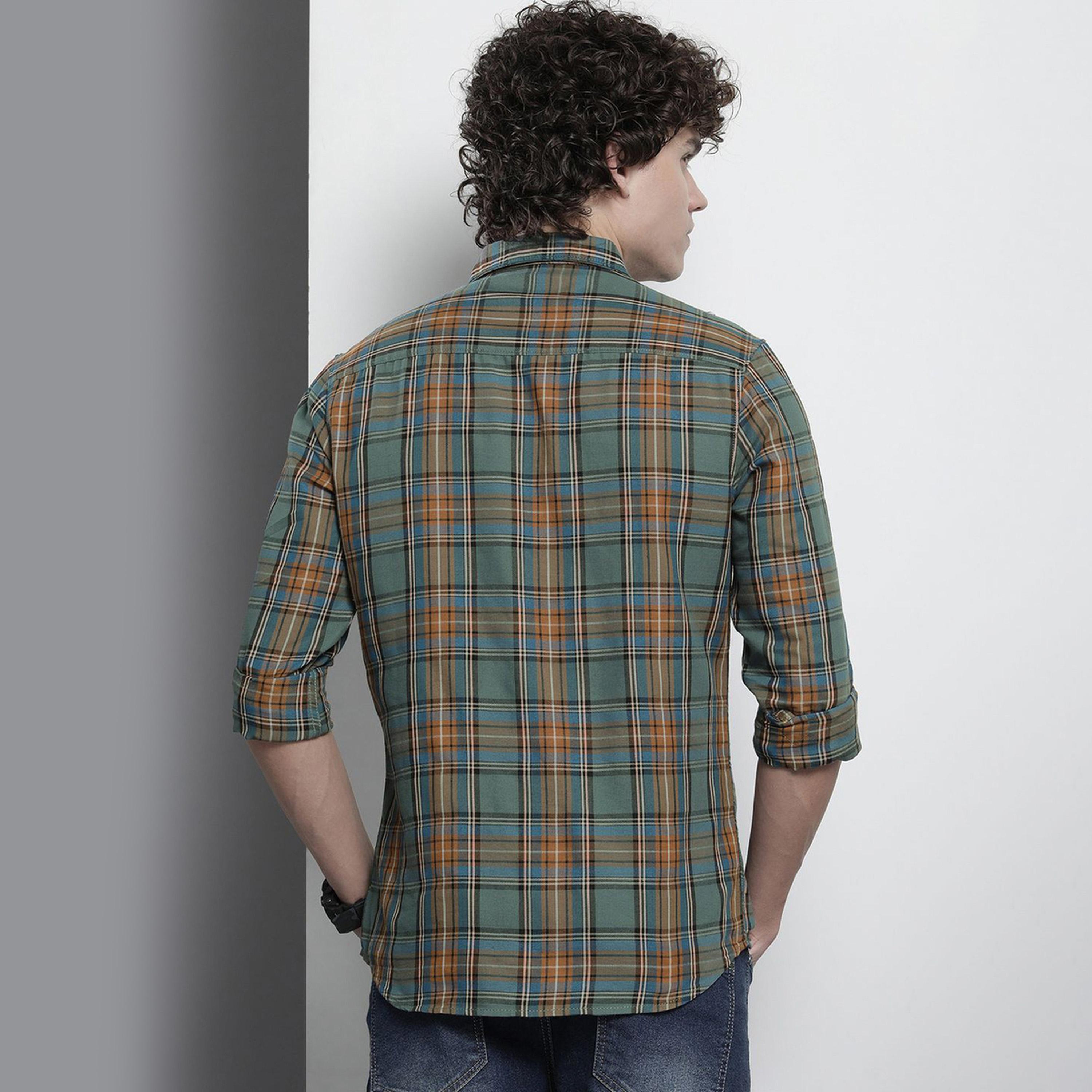 The Indian Garage Co X Styli Green Checked Regular Fit Shirt-men-clothing-shirts-image-3