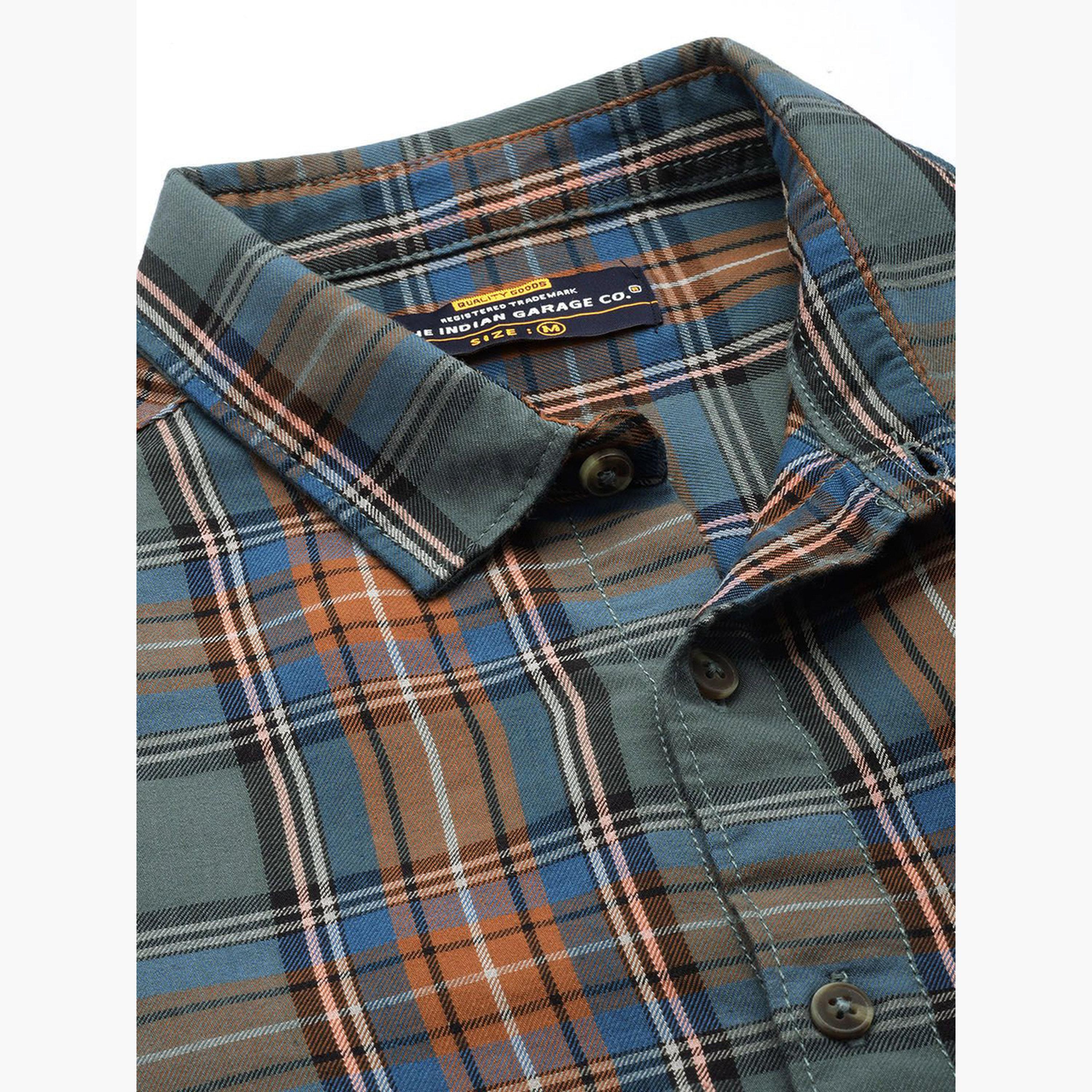 The Indian Garage Co X Styli Green Checked Regular Fit Shirt-men-clothing-shirts-image-5