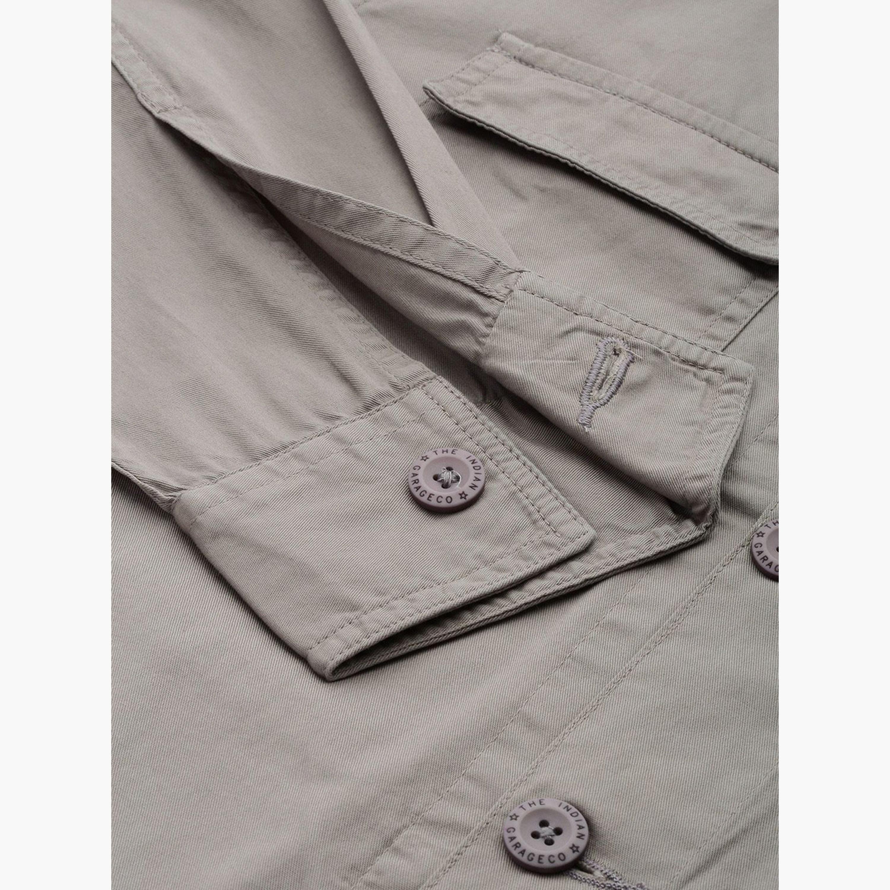 The Indian Garage Co X Styli Men Grey Plain Shirt with Flap Pocket-men-clothing-shirts-image-3