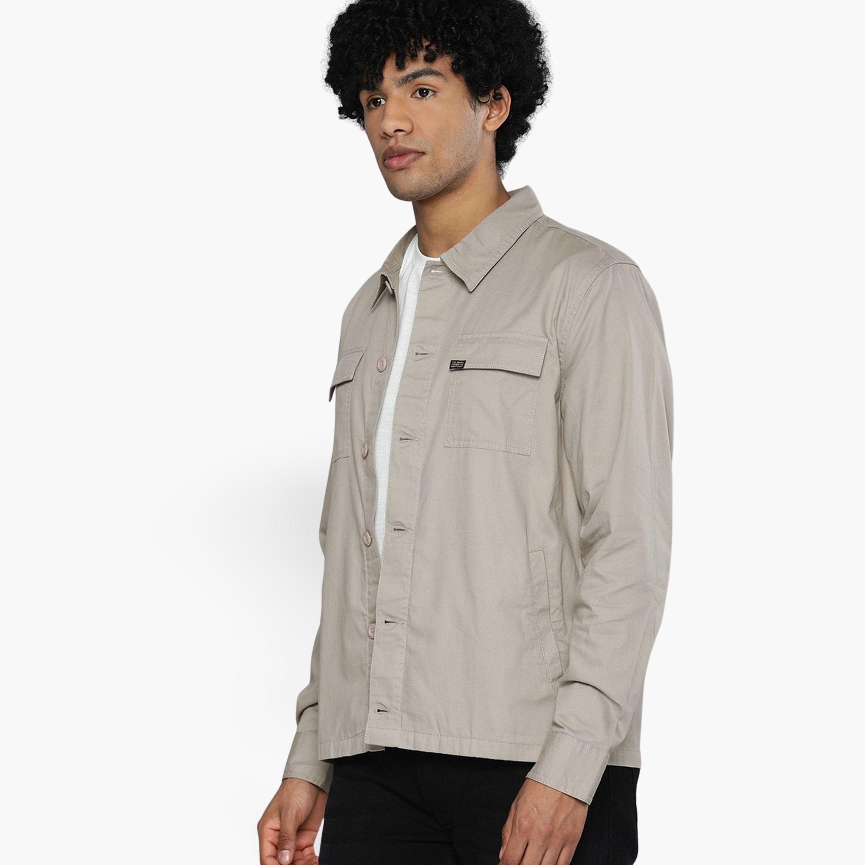 The Indian Garage Co X Styli Men Beige Slogan Print Casual Shirt-men-clothing-shirts-image-1