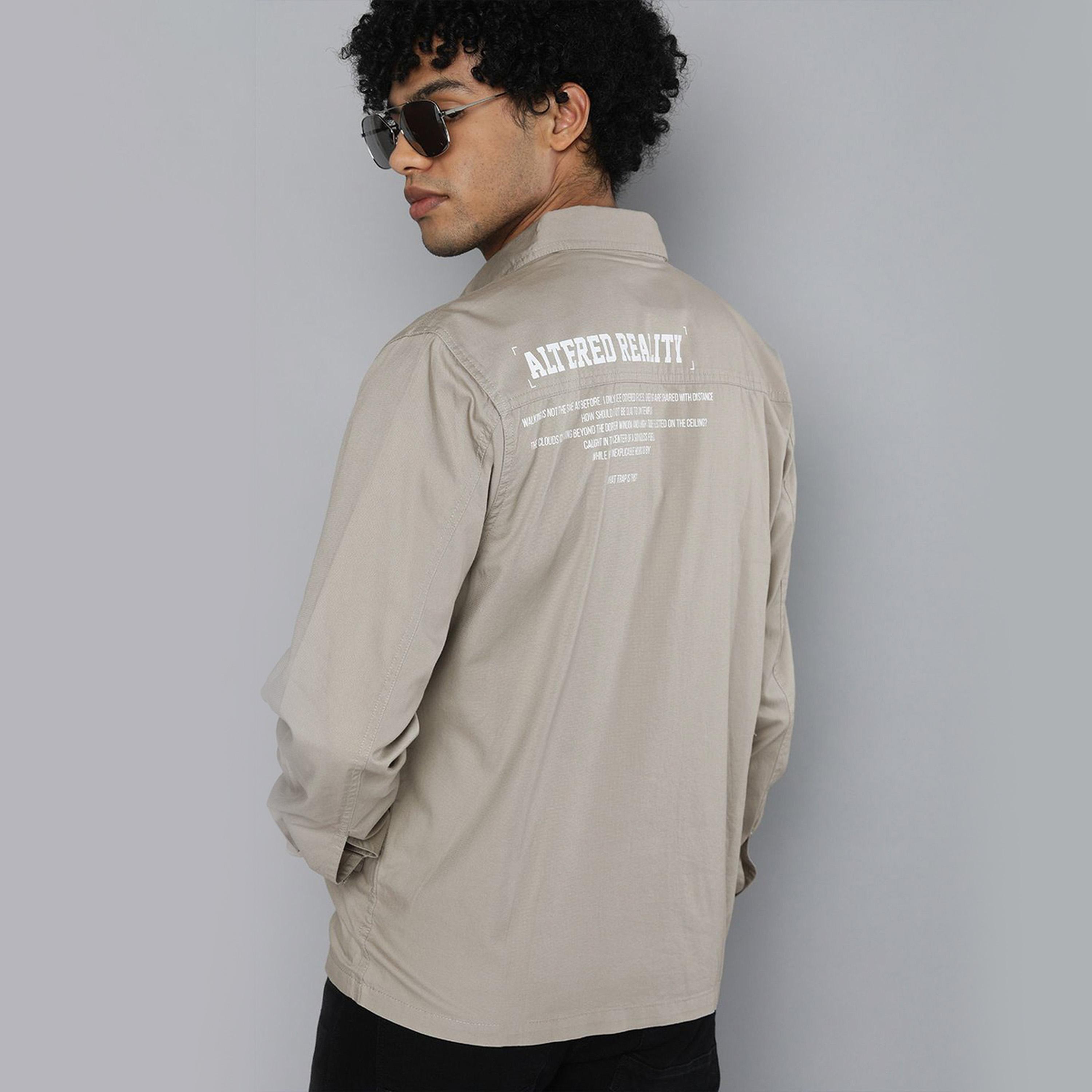 The Indian Garage Co X Styli Men Beige Slogan Print Casual Shirt-men-clothing-shirts-image-3