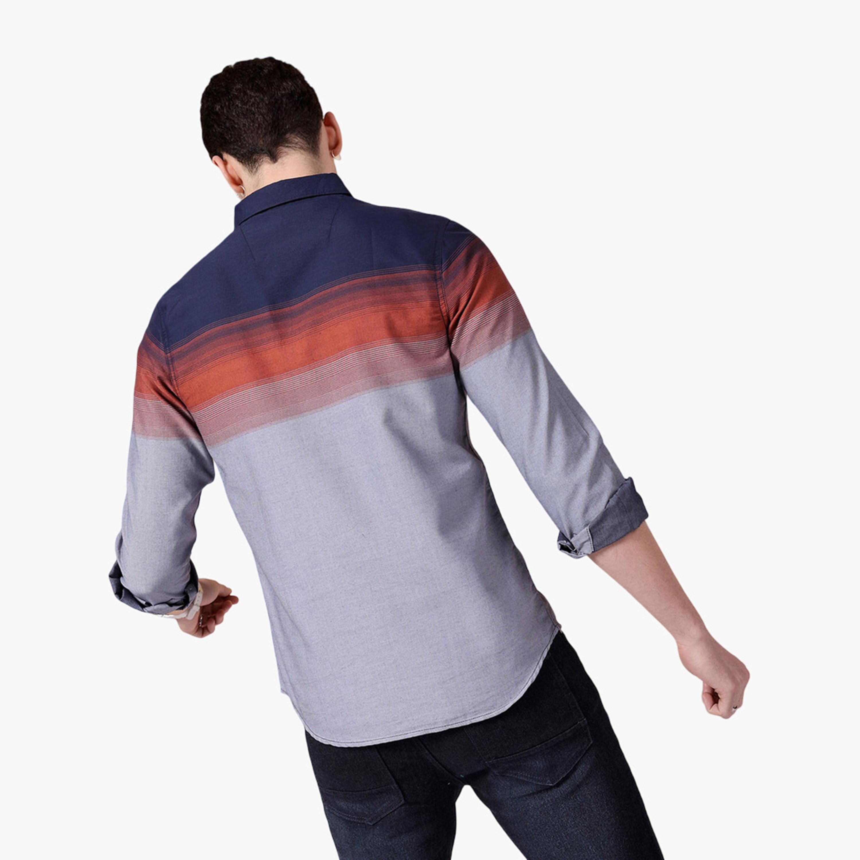 ذا انديان كراج كو × ستايلي - قميص رجالي كاجوال مخطط لون أزرق داكن-men-clothing-shirts-image-3