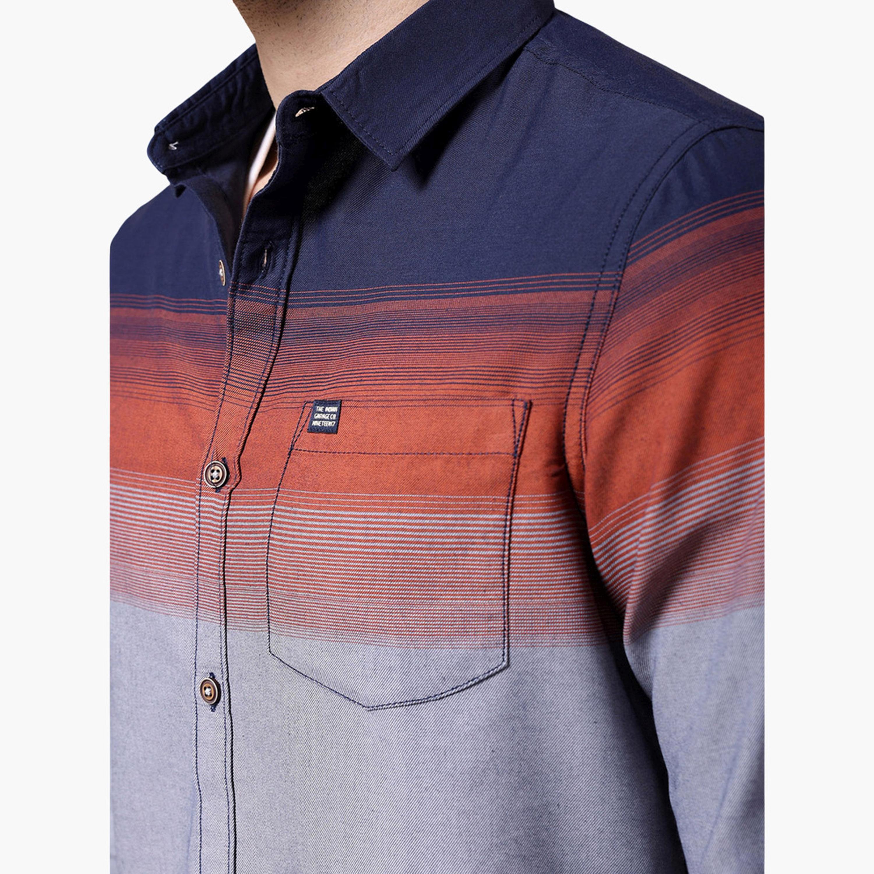 ذا انديان كراج كو × ستايلي - قميص رجالي كاجوال مخطط لون أزرق داكن-men-clothing-shirts-image-5