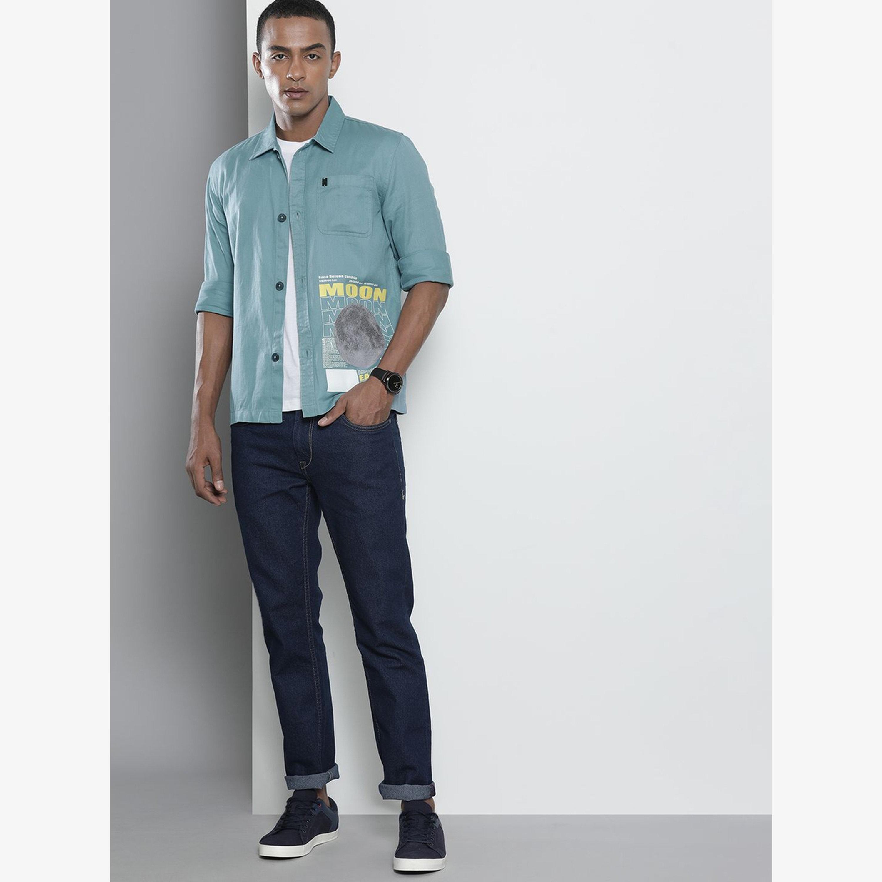 The Indian Garage Co X Styli Men Blue Moon Print Slim Fit Shirt-men-clothing-shirts-image-4