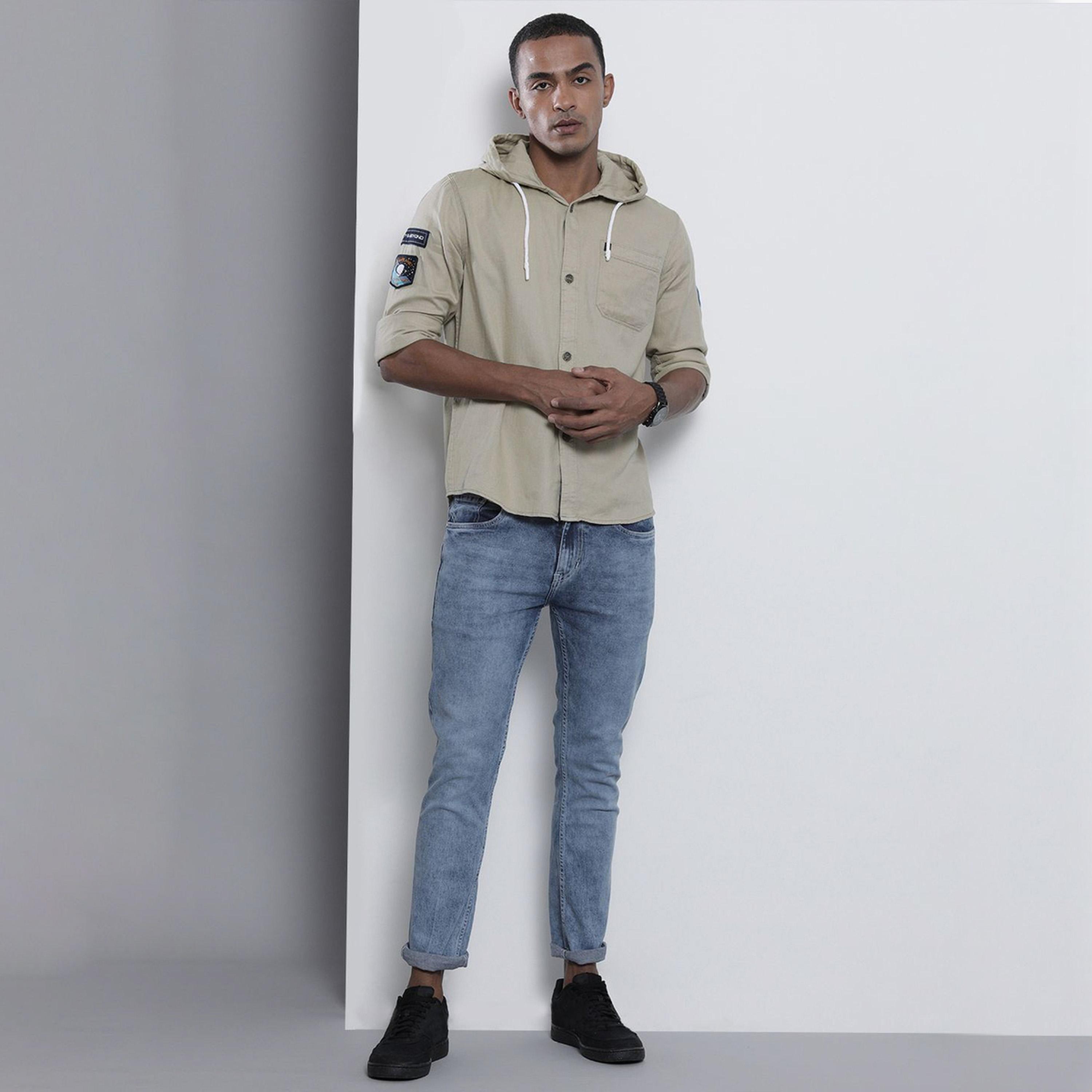 ذا انديان كراج كو × ستايلي - قميص رجالي بقبعة لون كاكي-men-clothing-shirts-image-2