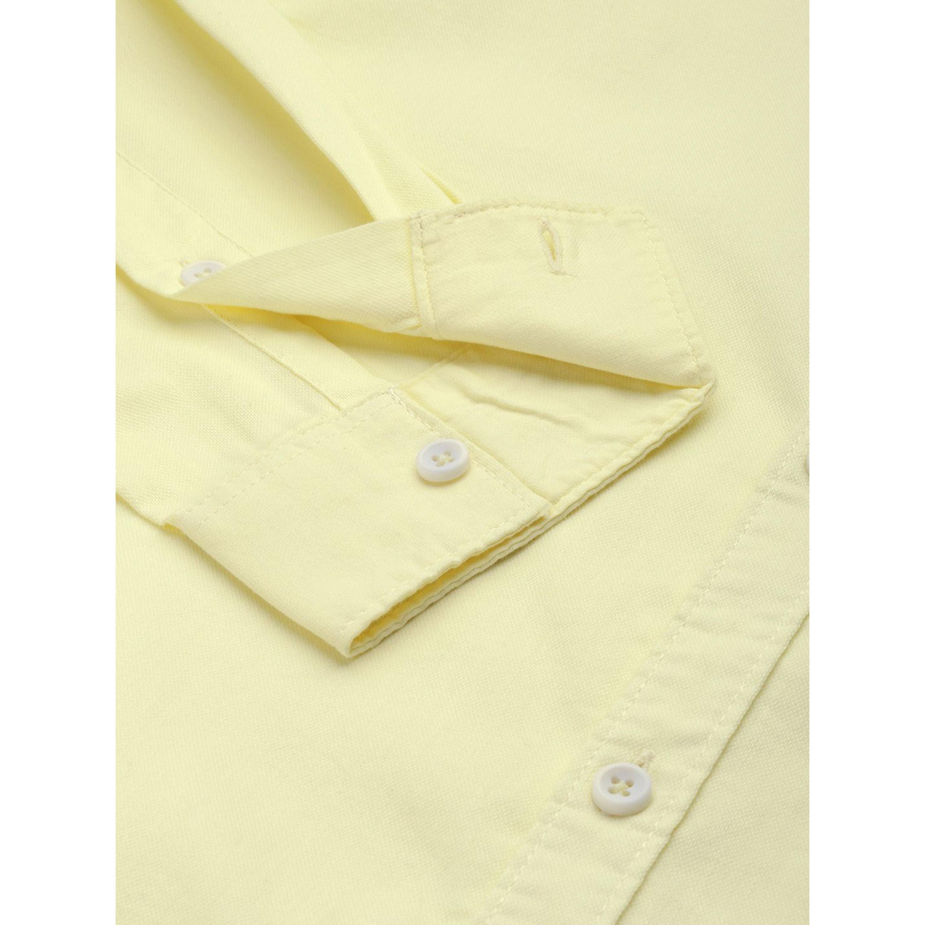 The Indian Garage Co X Styli Men Yellow Solid Button-Down Collar Shirt-men-clothing-shirts-image-3