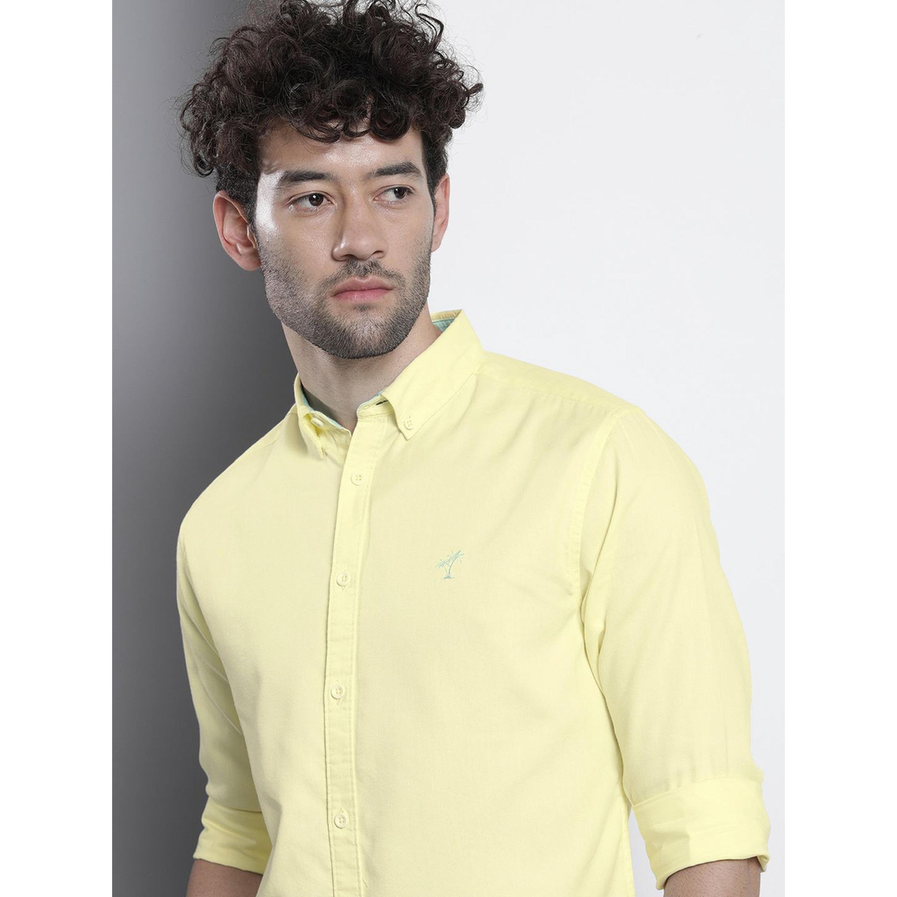 The Indian Garage Co X Styli Men Yellow Solid Button-Down Collar Shirt-men-clothing-shirts-image-5