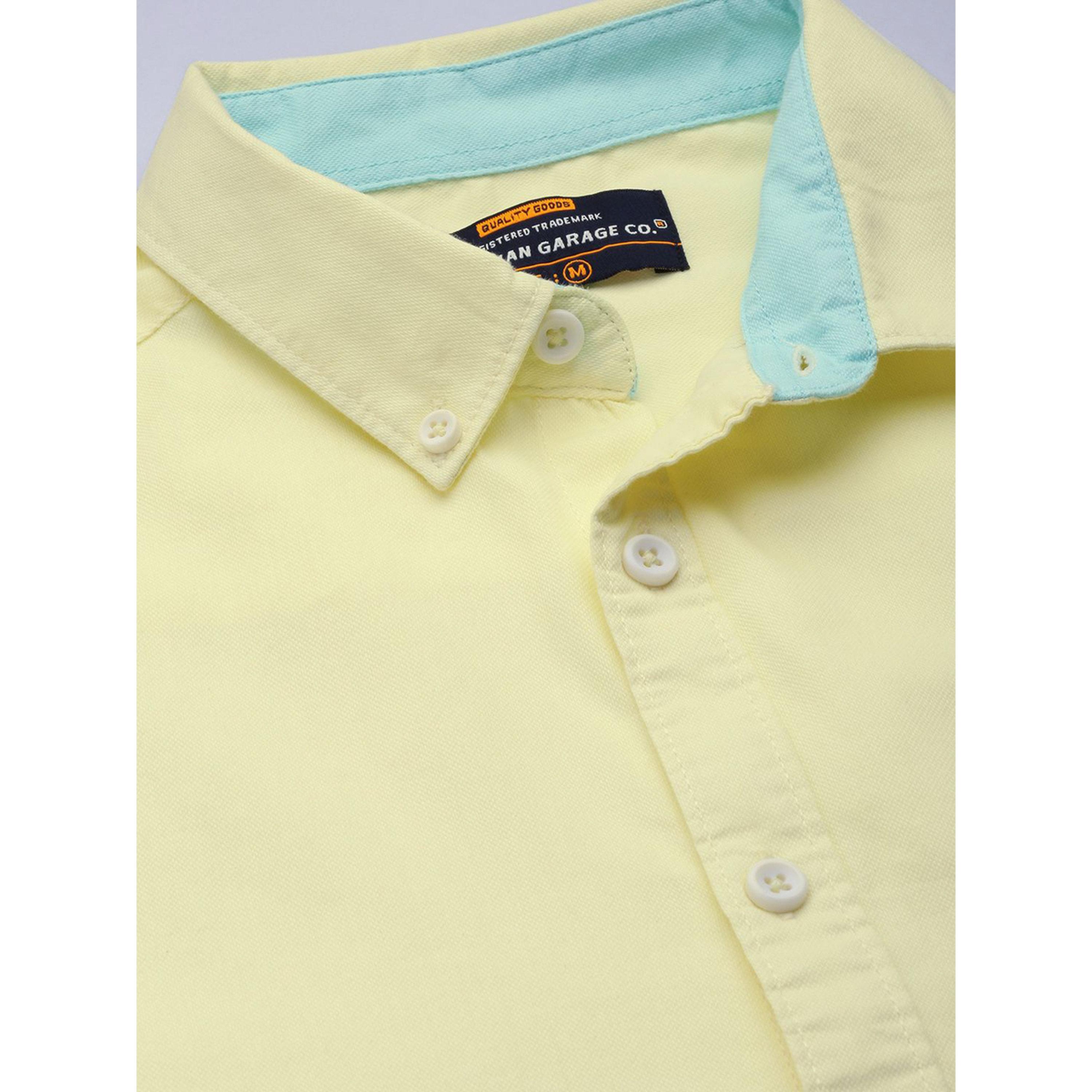 The Indian Garage Co X Styli Men Yellow Solid Button-Down Collar Shirt-men-clothing-shirts-image-6