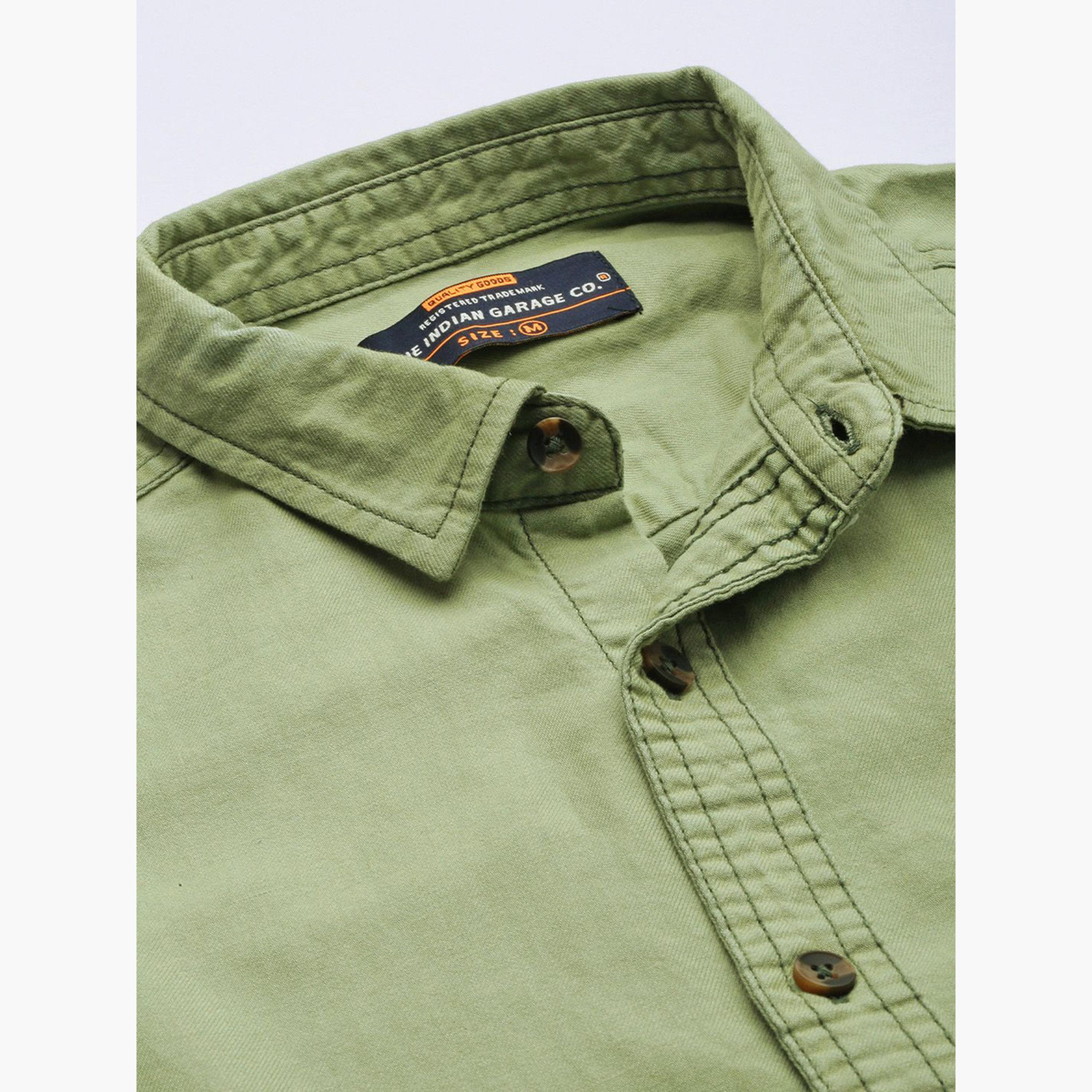 ذا انديان كراج كو × ستايلي - قميص رجالي كاجوال تصميم نحيف لون أخضر-men-clothing-shirts-image-3