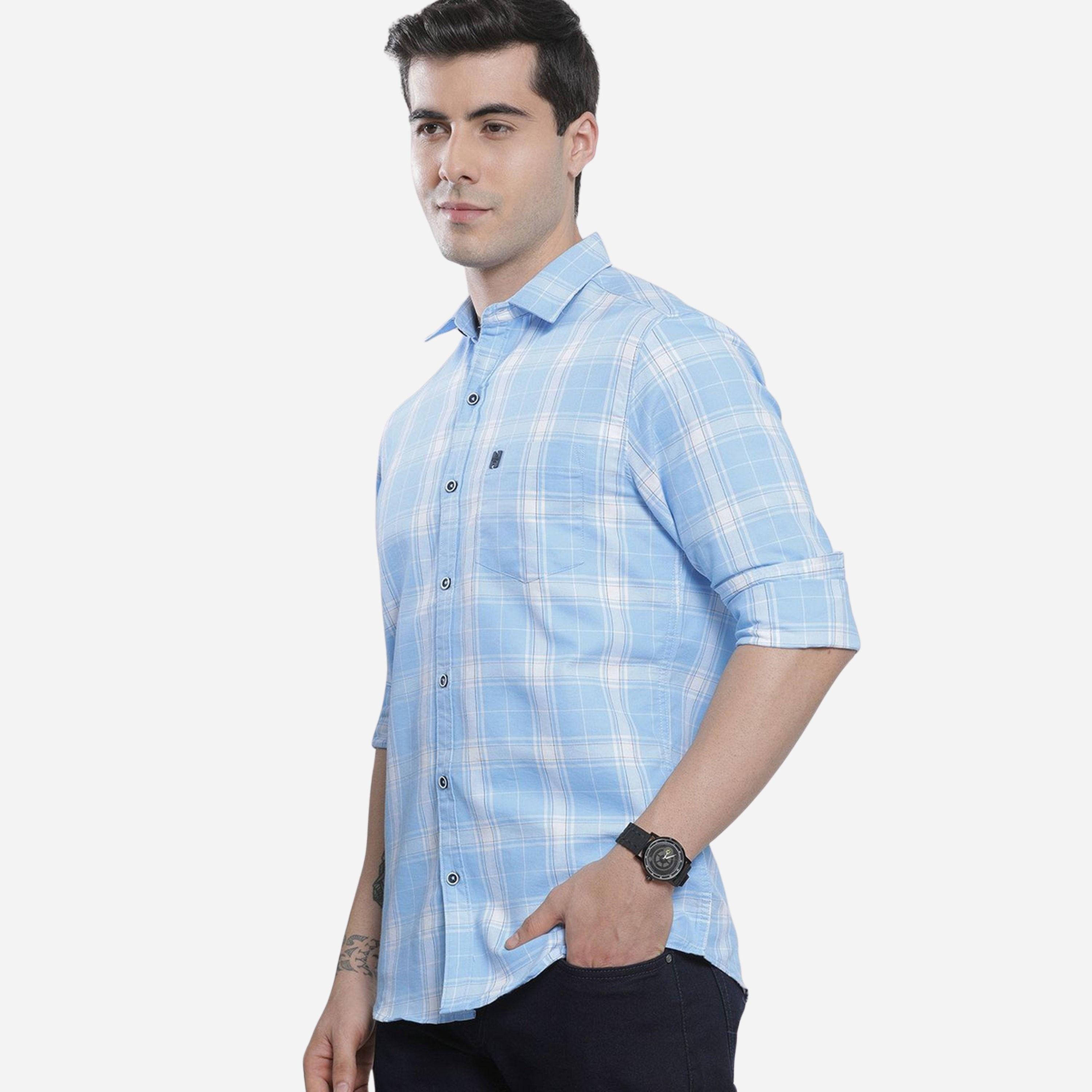 ذا انديان كراج كو × ستايلي - قميص لون أبيض كاروهات قصة عادية من شركة إنديان جراج-men-clothing-shirts-image-1