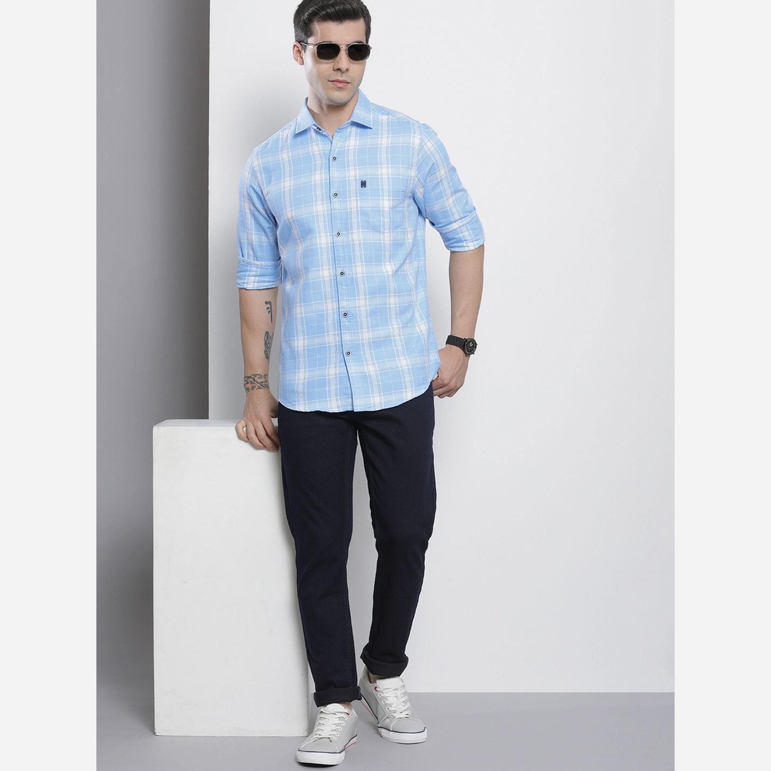 ذا انديان كراج كو × ستايلي - قميص لون أبيض كاروهات قصة عادية من شركة إنديان جراج-men-clothing-shirts-image-2