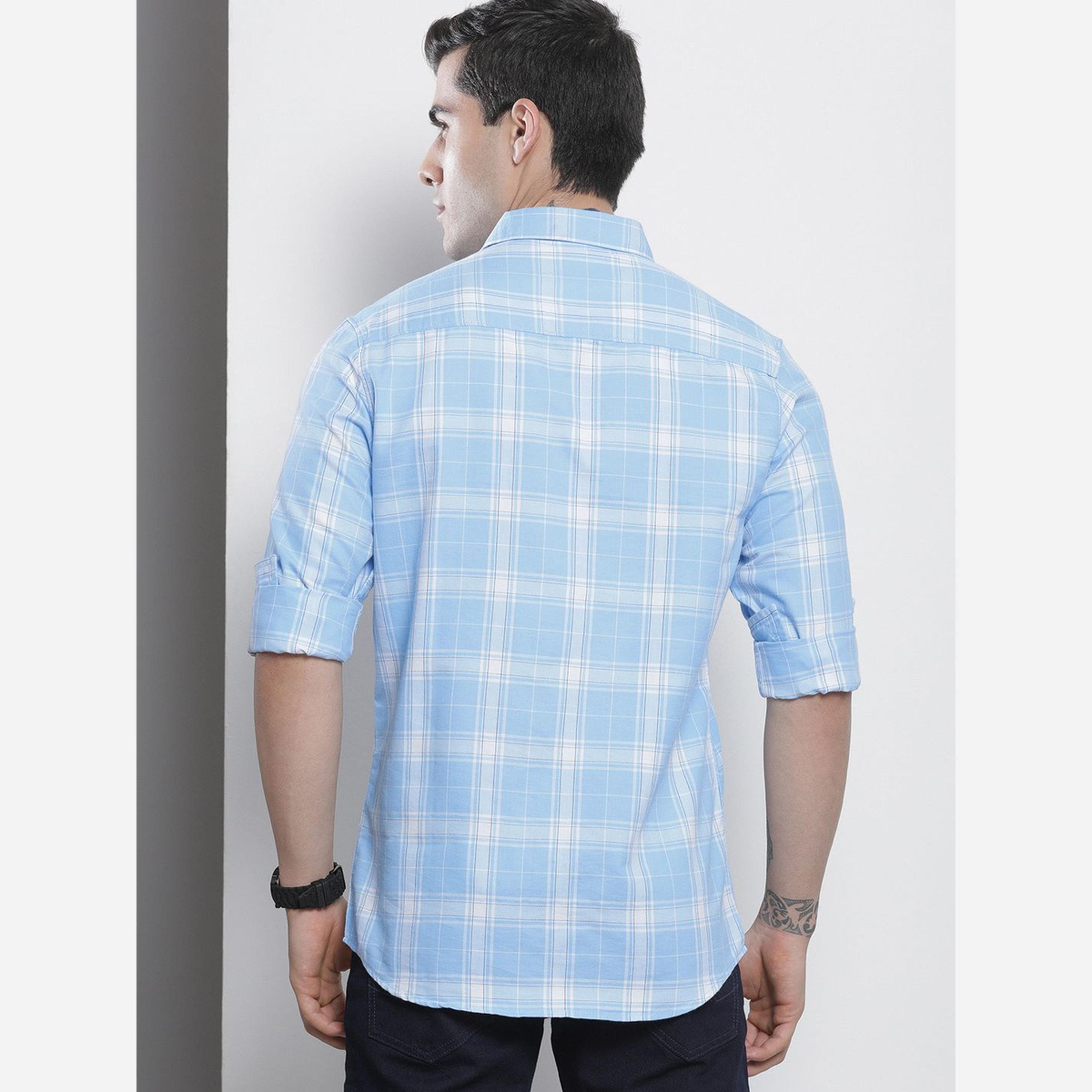 ذا انديان كراج كو × ستايلي - قميص لون أبيض كاروهات قصة عادية من شركة إنديان جراج-men-clothing-shirts-image-3