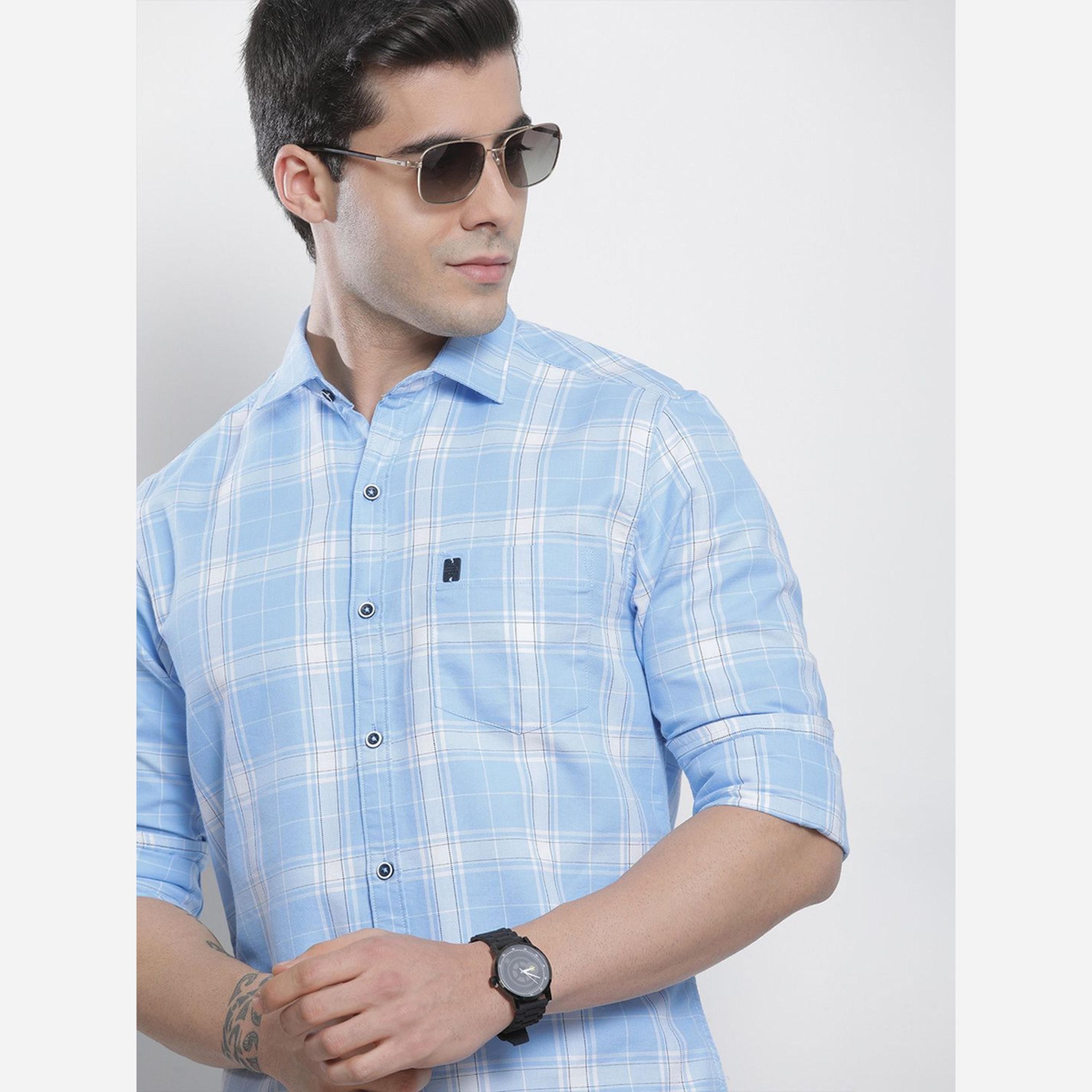 ذا انديان كراج كو × ستايلي - قميص لون أبيض كاروهات قصة عادية من شركة إنديان جراج-men-clothing-shirts-image-4