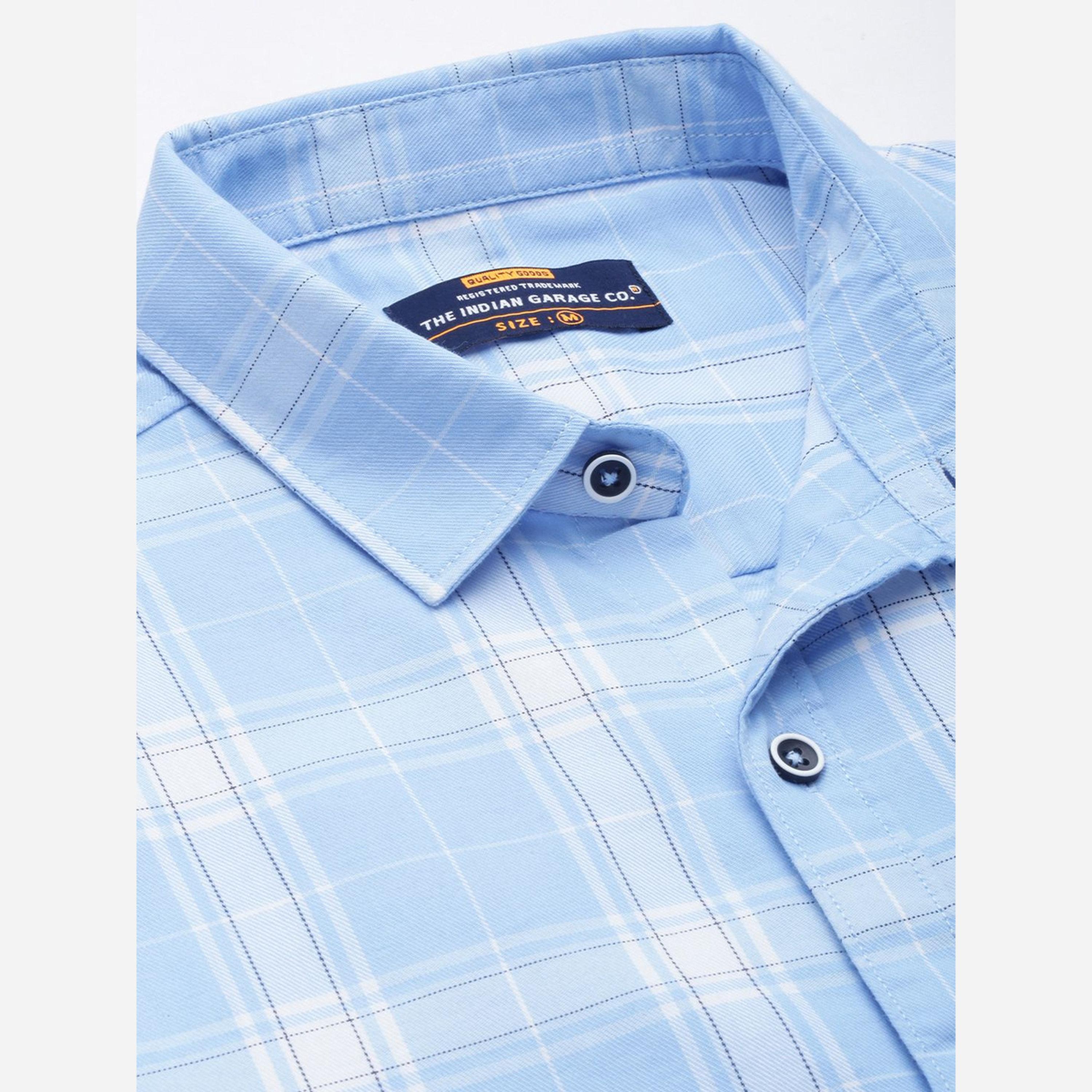 ذا انديان كراج كو × ستايلي - قميص لون أبيض كاروهات قصة عادية من شركة إنديان جراج-men-clothing-shirts-image-5