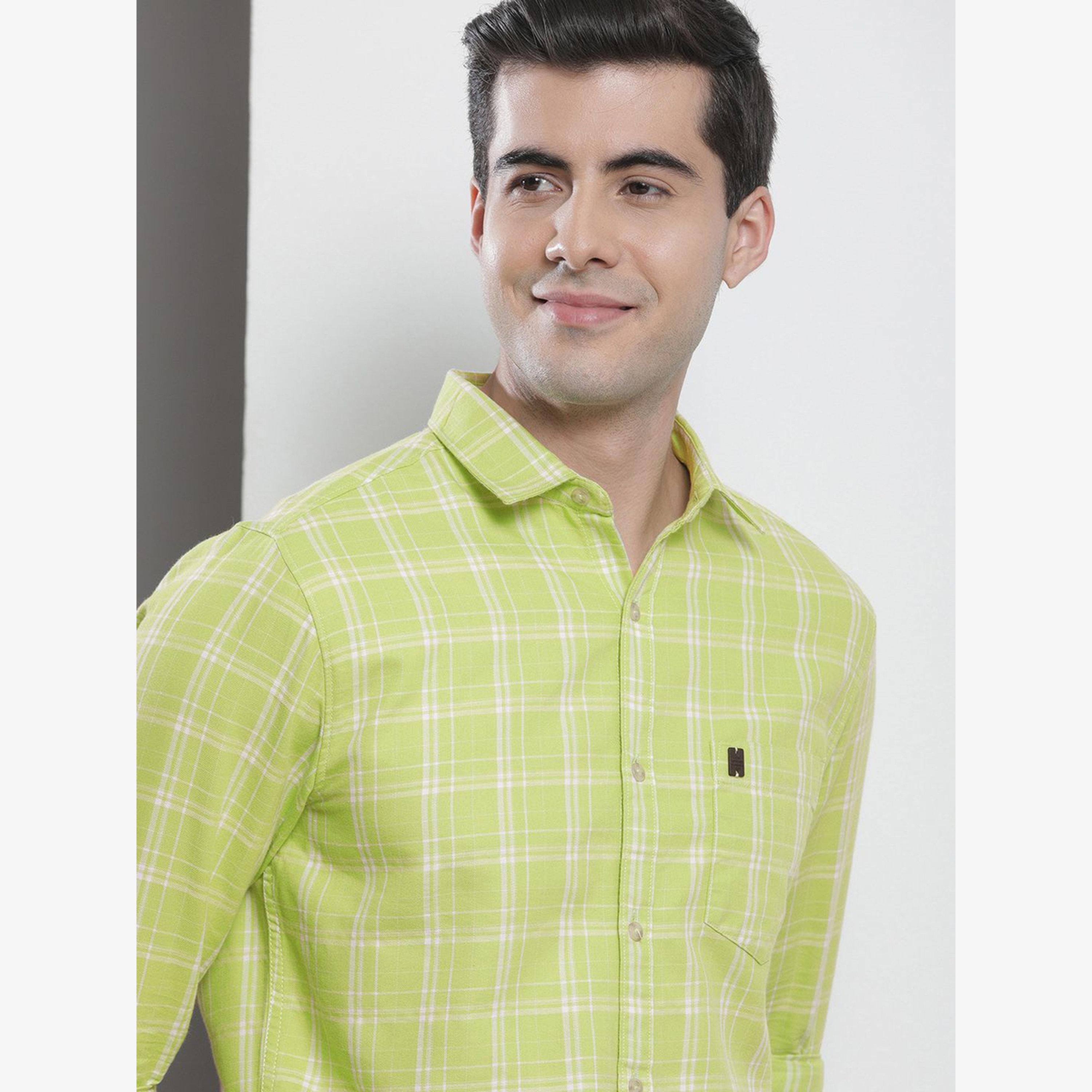 The Indian Garage Co X Styli Men Green Checkered Regular Fit Shirt-men-clothing-shirts-image-2