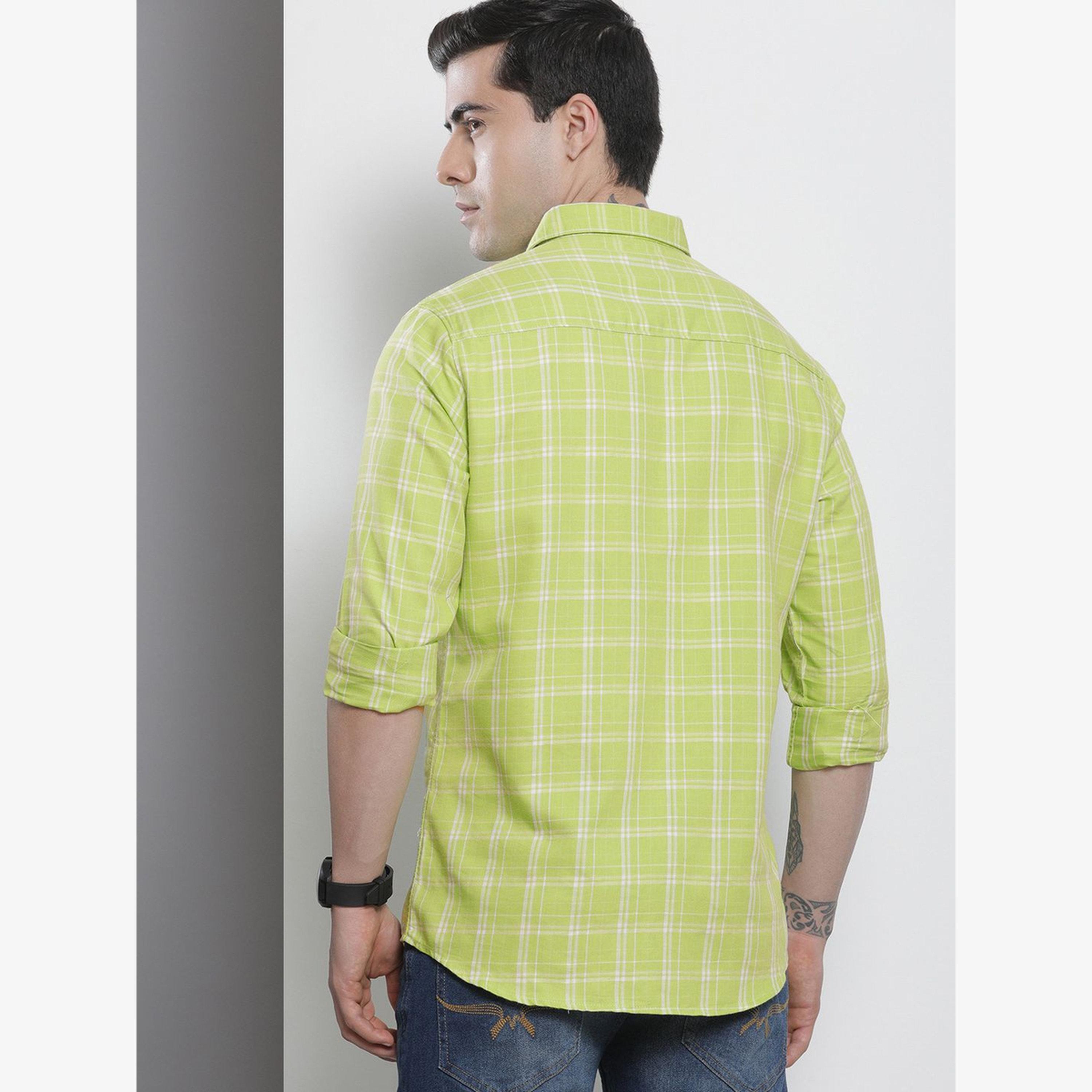 The Indian Garage Co X Styli Men Green Checkered Regular Fit Shirt-men-clothing-shirts-image-3