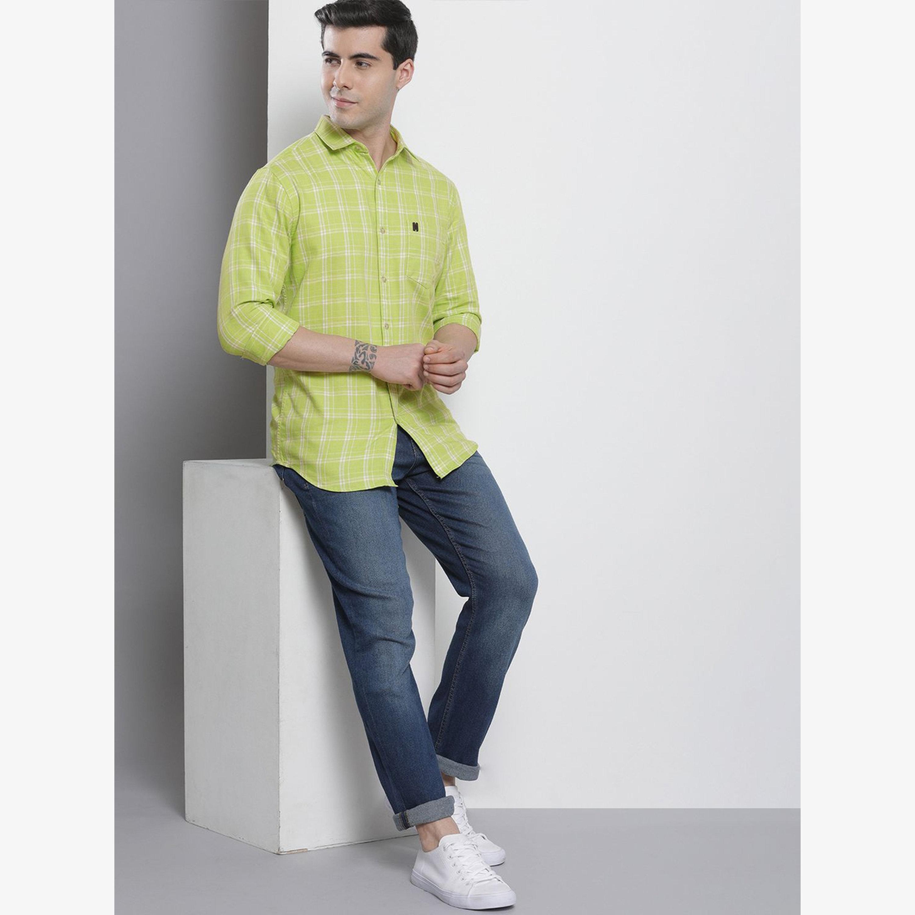The Indian Garage Co X Styli Men Green Checkered Regular Fit Shirt-men-clothing-shirts-image-4