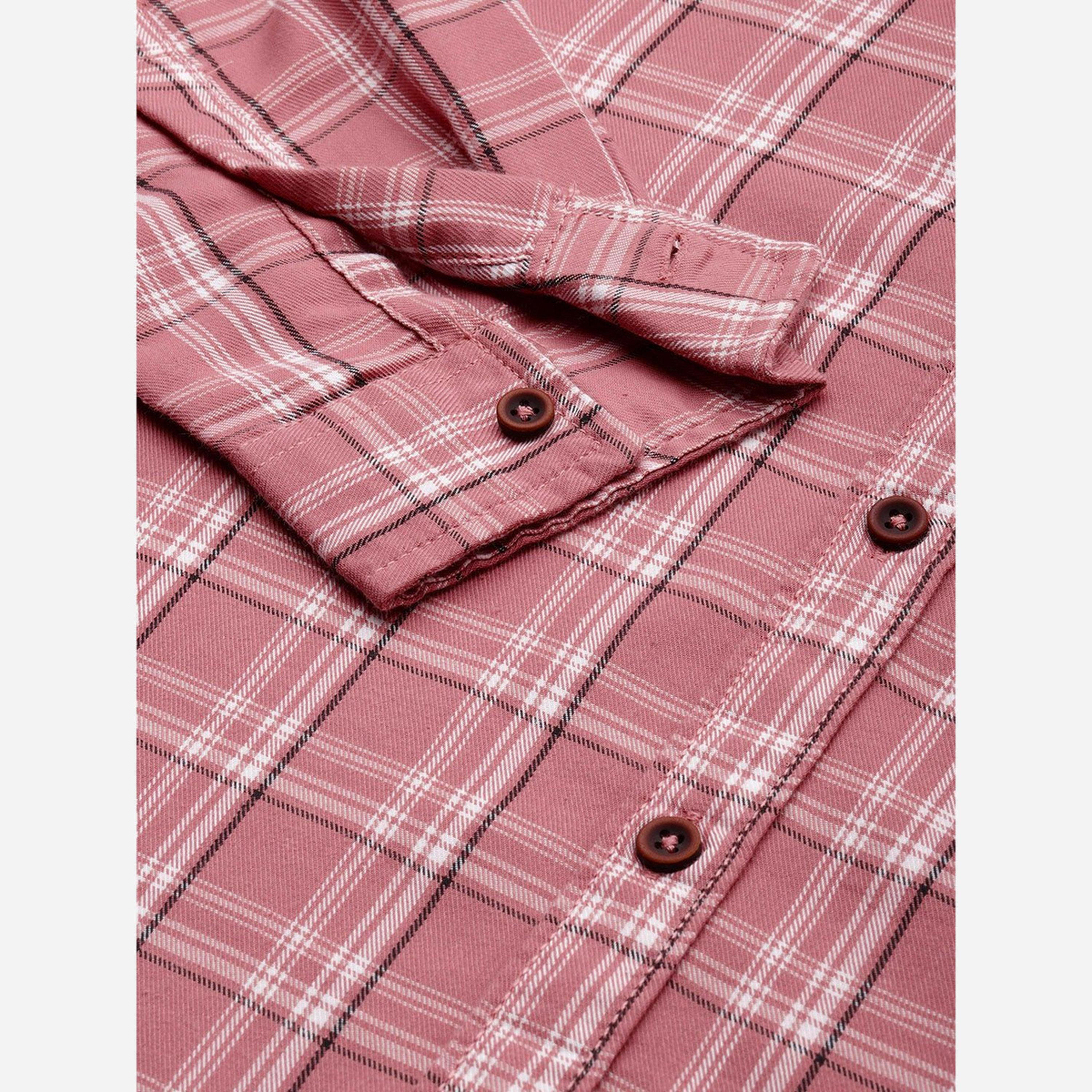 ذا انديان كراج كو × ستايلي - قميص كاروهات لون وردي قصة عادية من ذا إنديان جراج كو-men-clothing-shirts-image-6