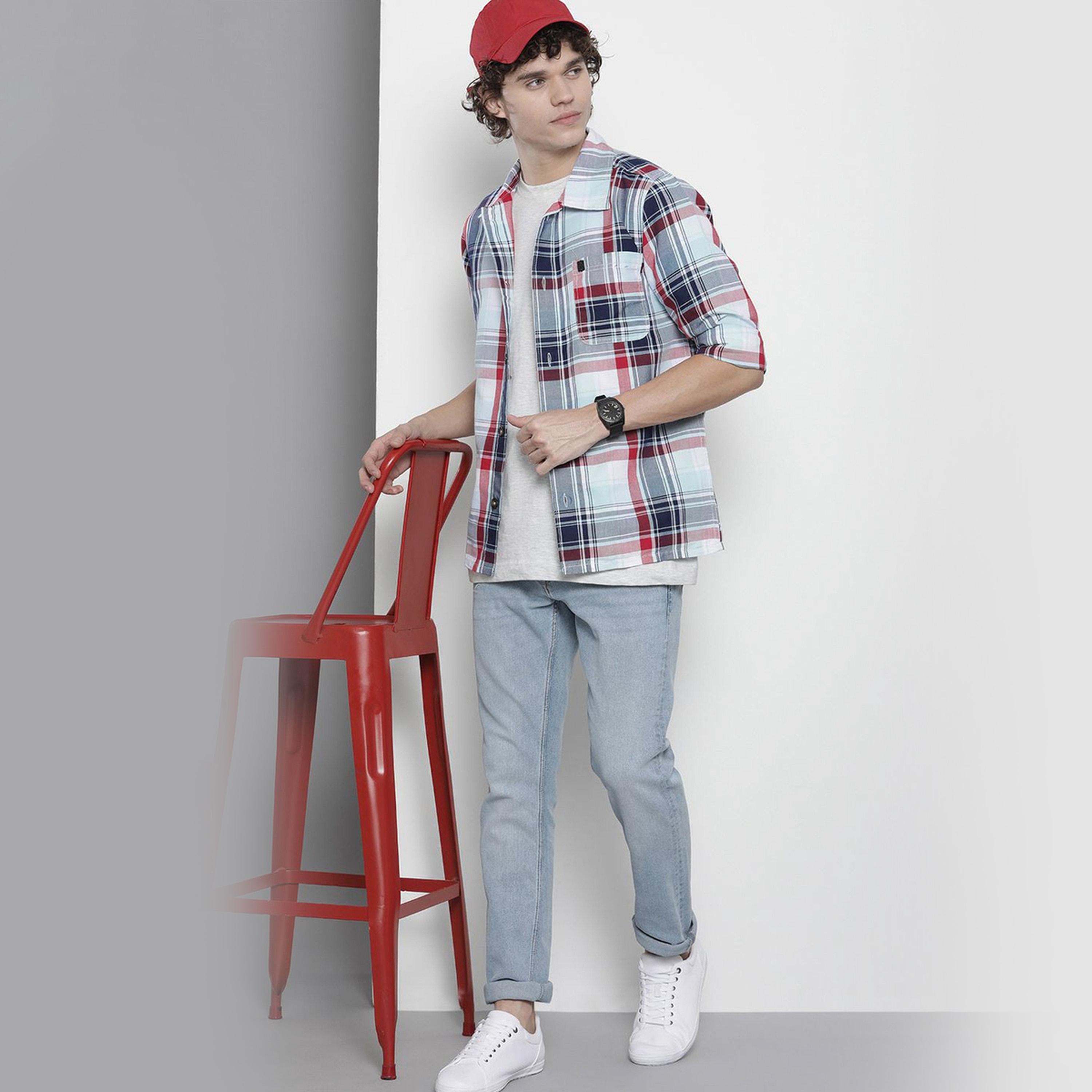 The Indian Garage Co X Styli Men Blue Relaxed Fit Casual Shirt-men-clothing-shirts-image-2