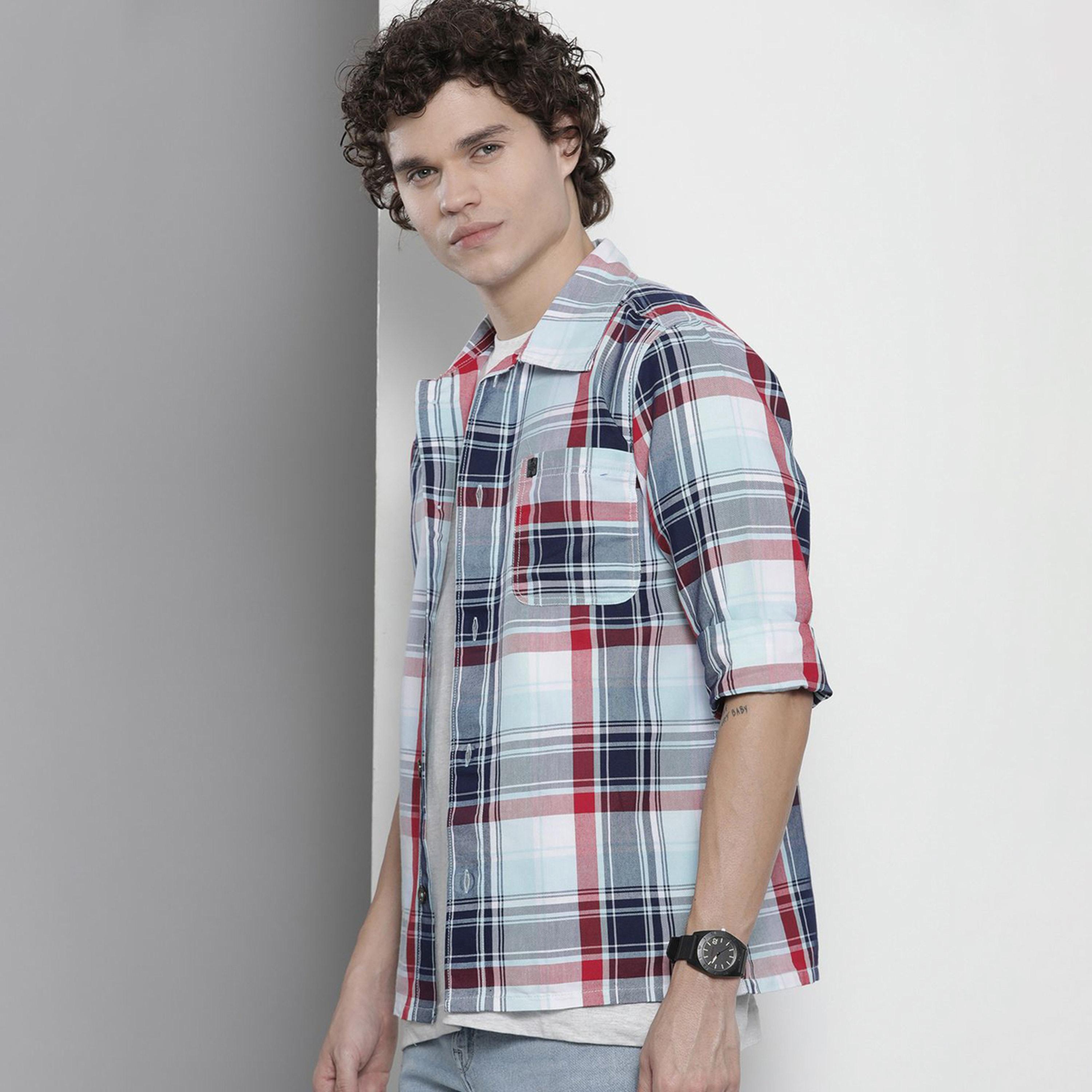 The Indian Garage Co X Styli Men Blue Relaxed Fit Casual Shirt-men-clothing-shirts-image-3