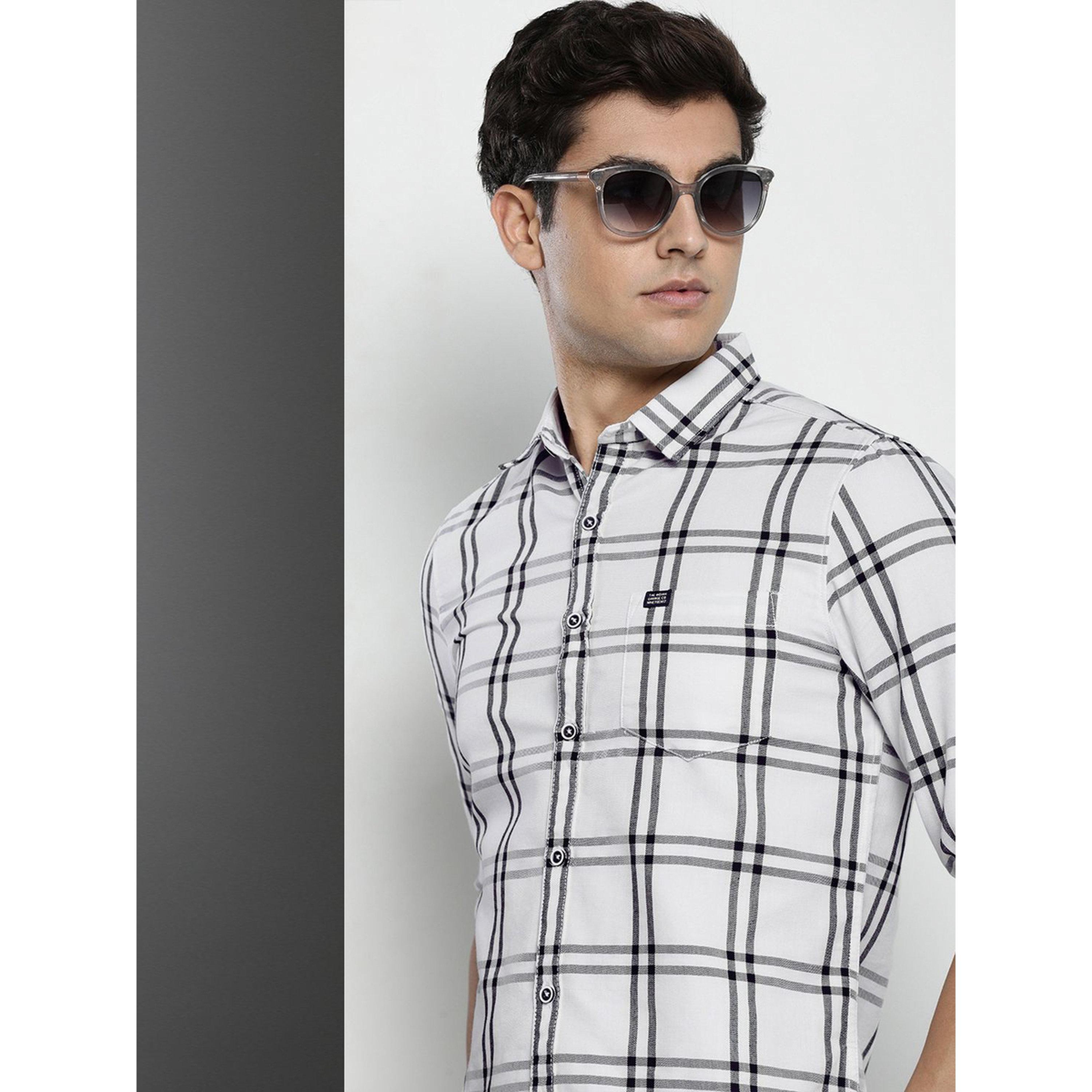 ذا انديان كراج كو × ستايلي - قميص رجالي كاجوال منقوش لون أبيض-men-clothing-shirts-image-2