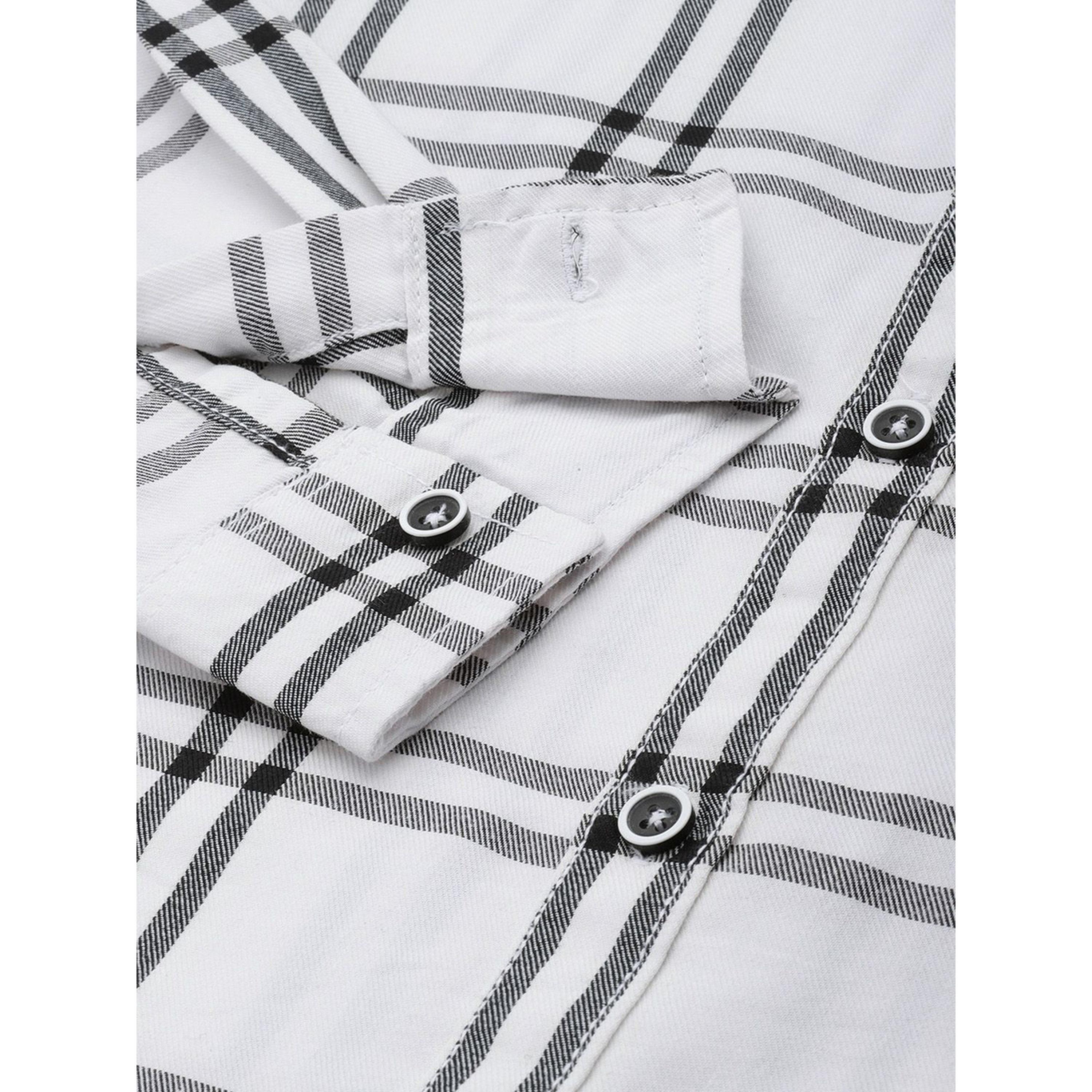 The Indian Garage Co X Styli Men White Grid Checked Casual Shirt-men-clothing-shirts-image-3