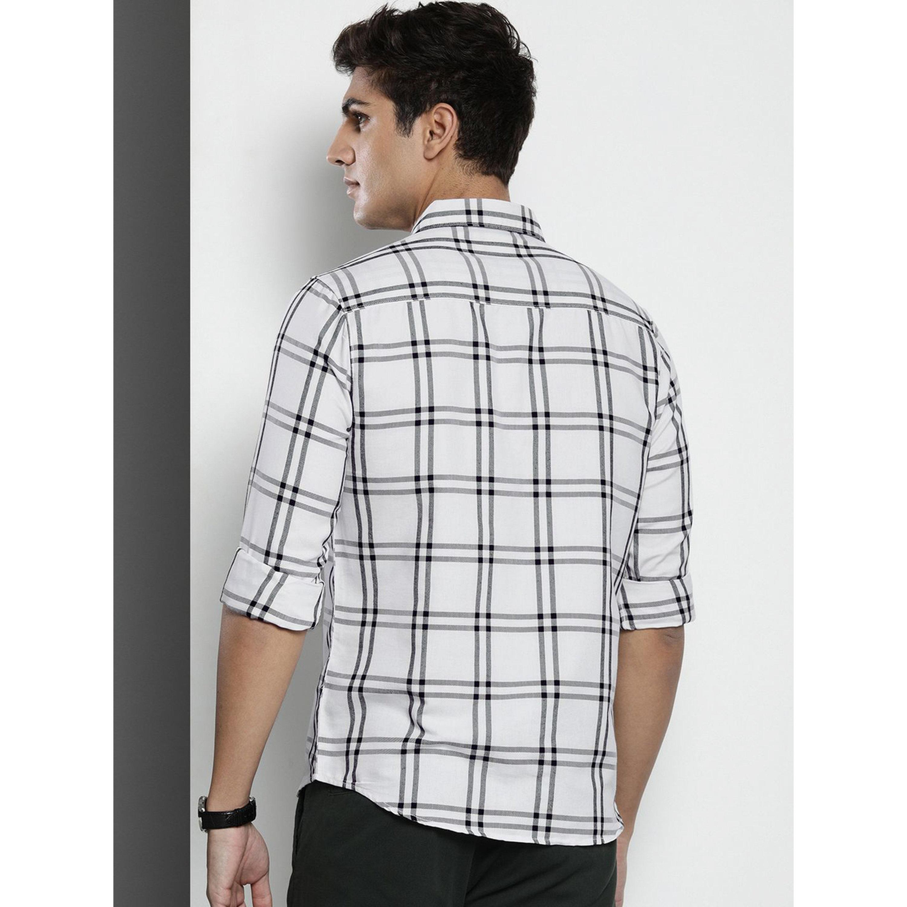ذا انديان كراج كو × ستايلي - قميص رجالي كاجوال منقوش لون أبيض-men-clothing-shirts-image-4