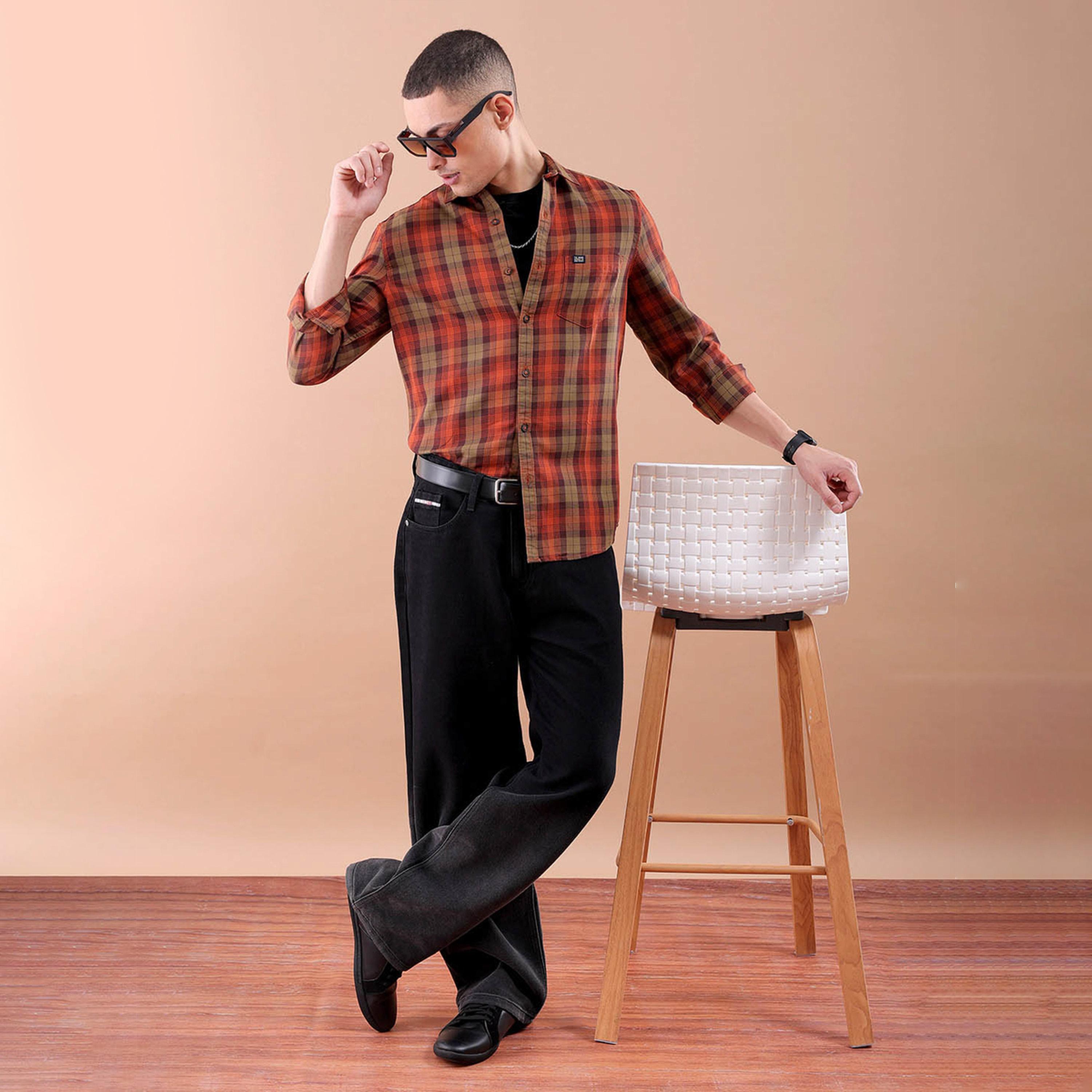 The Indian Garage Co X Styli Men Red Plaid Casual Shirt-men-clothing-shirts-image-2