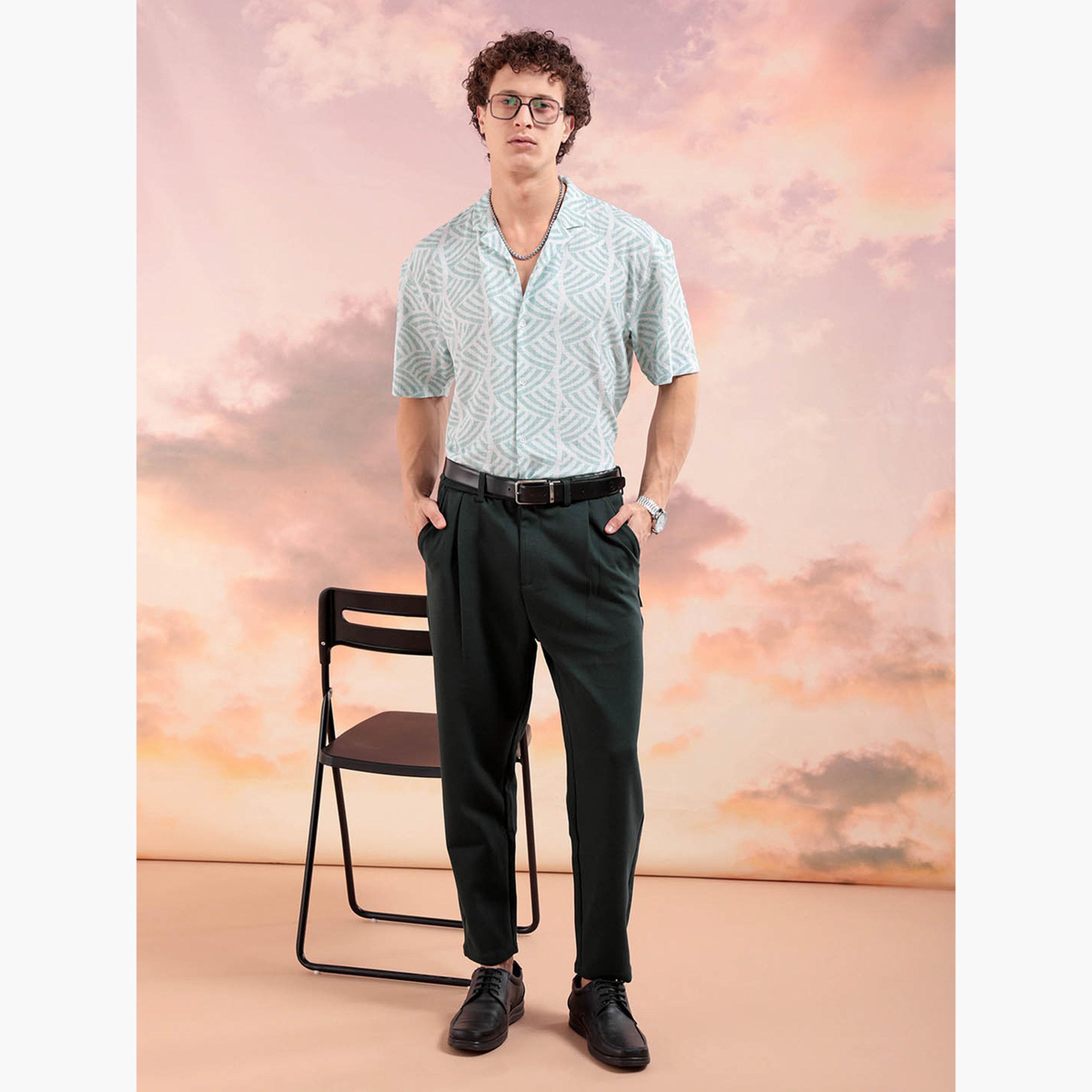 ذا انديان كراج كو × ستايلي - قميص رجالي ياقة مفتوحة لون أخضر-men-clothing-shirts-image-2
