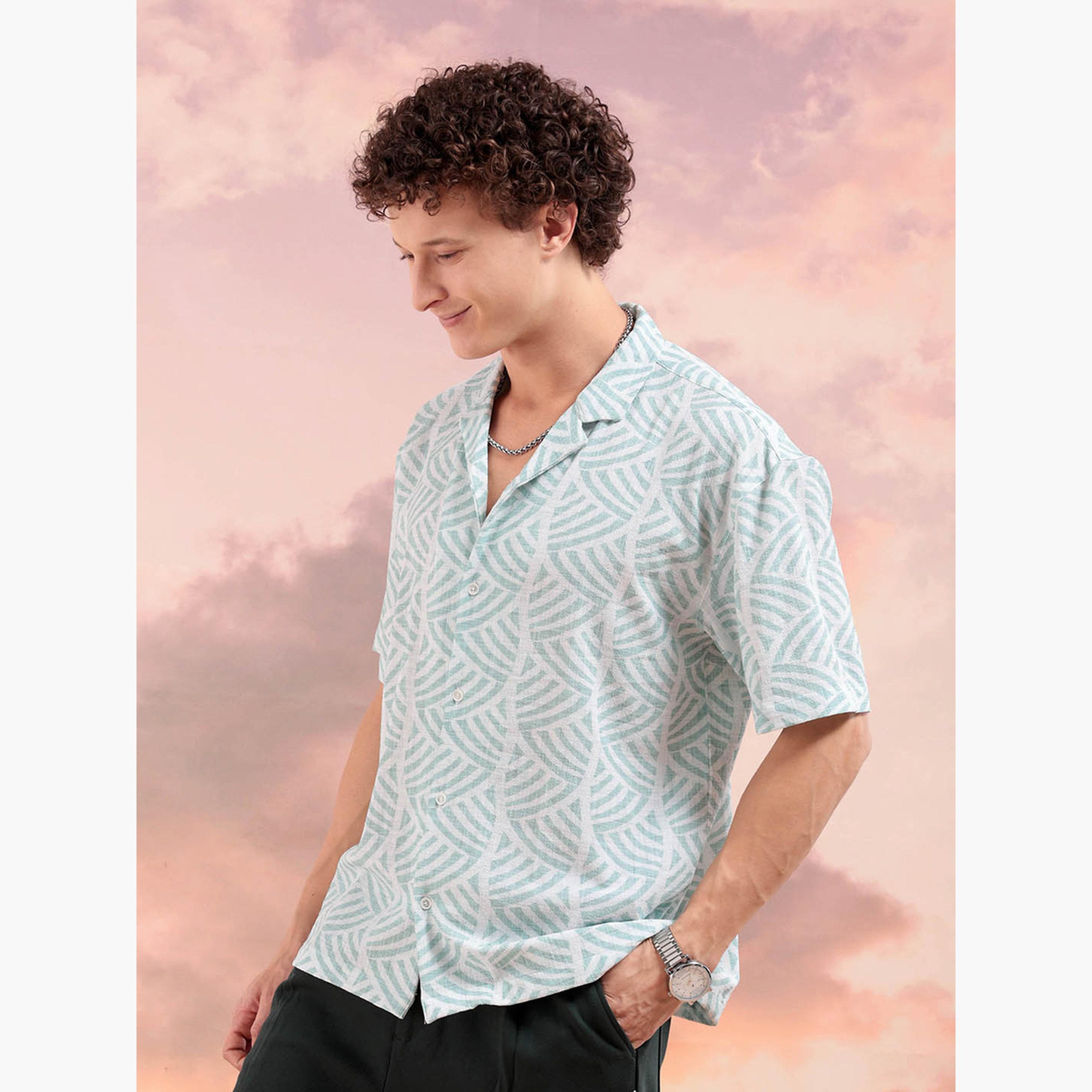 ذا انديان كراج كو × ستايلي - قميص رجالي ياقة مفتوحة لون أخضر-men-clothing-shirts-image-4