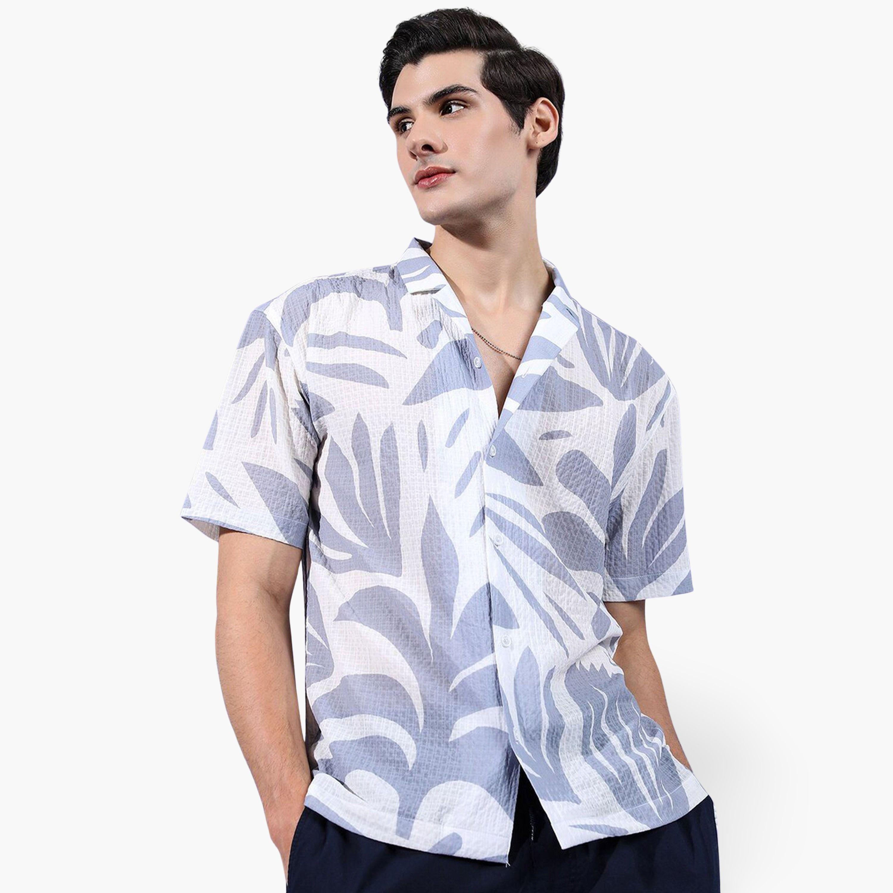 ذا انديان كراج كو × ستايلي - قميص رجالي مريح بطبعة زهور لون أخضر-men-clothing-shirts-image-1